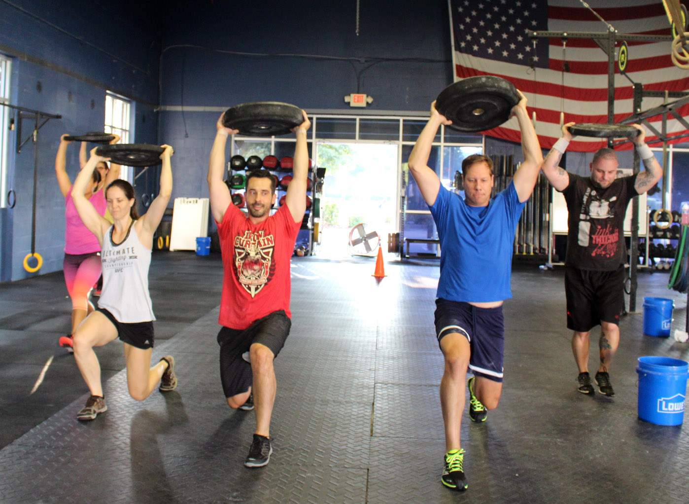 Overhead Walking Lunges