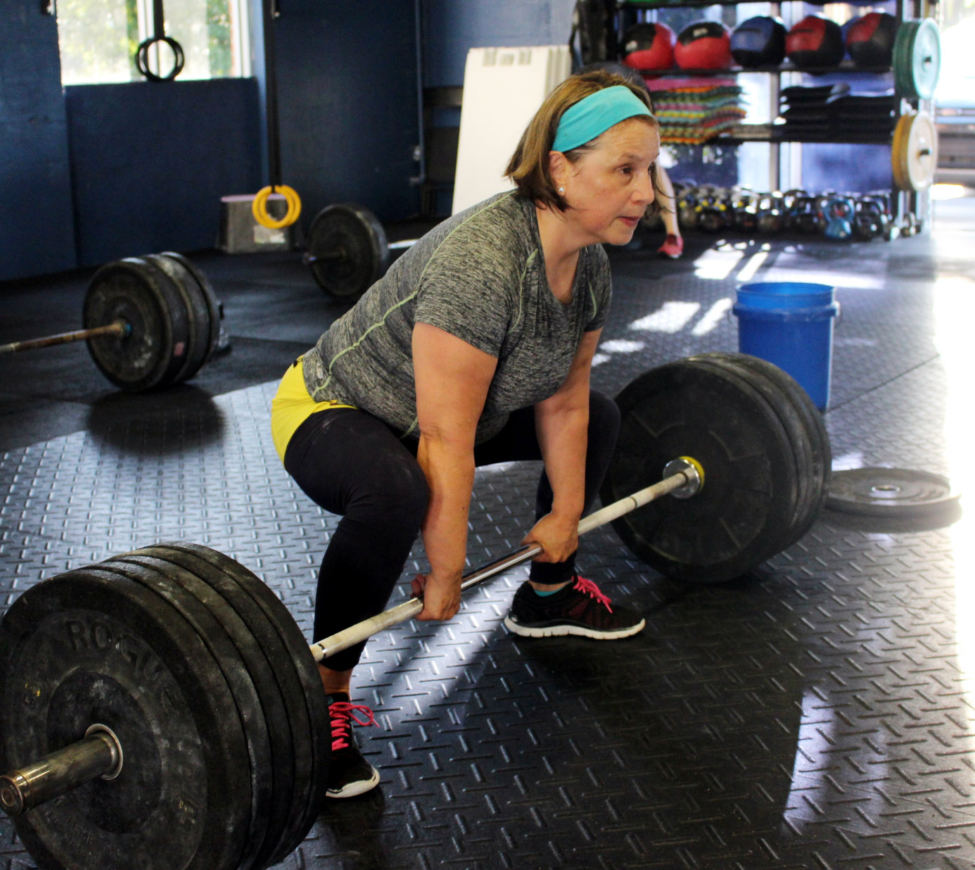 Ana setting up for a Sumo Deadlift
