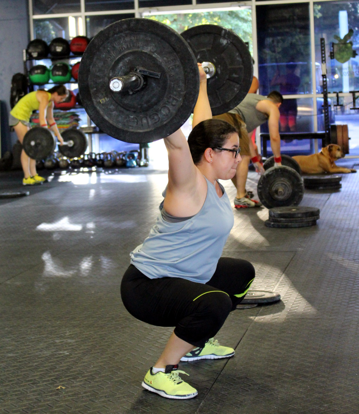 Susel at the bottom of an Overhead Squat