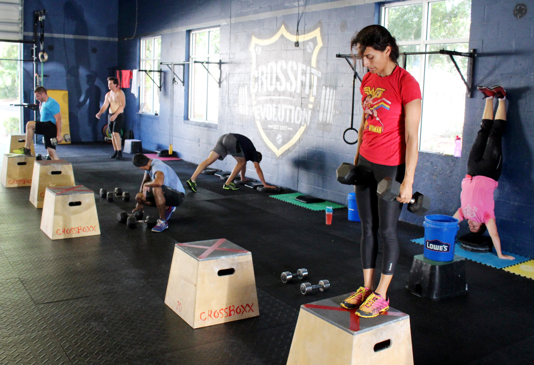 Weighted Step ups & Handstand Push-ups