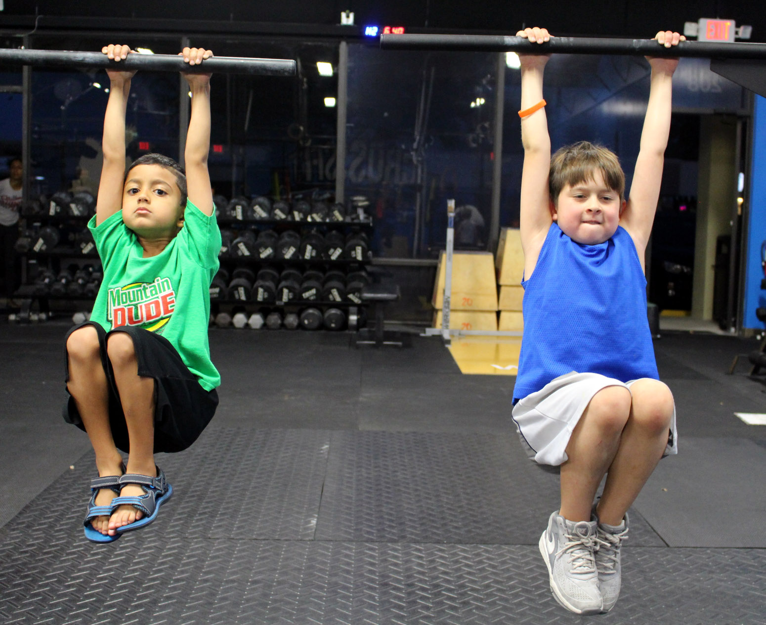 Knee ups during Kids class