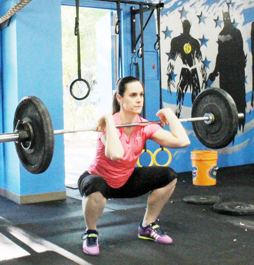 Beth at the bottom of a Front Squat