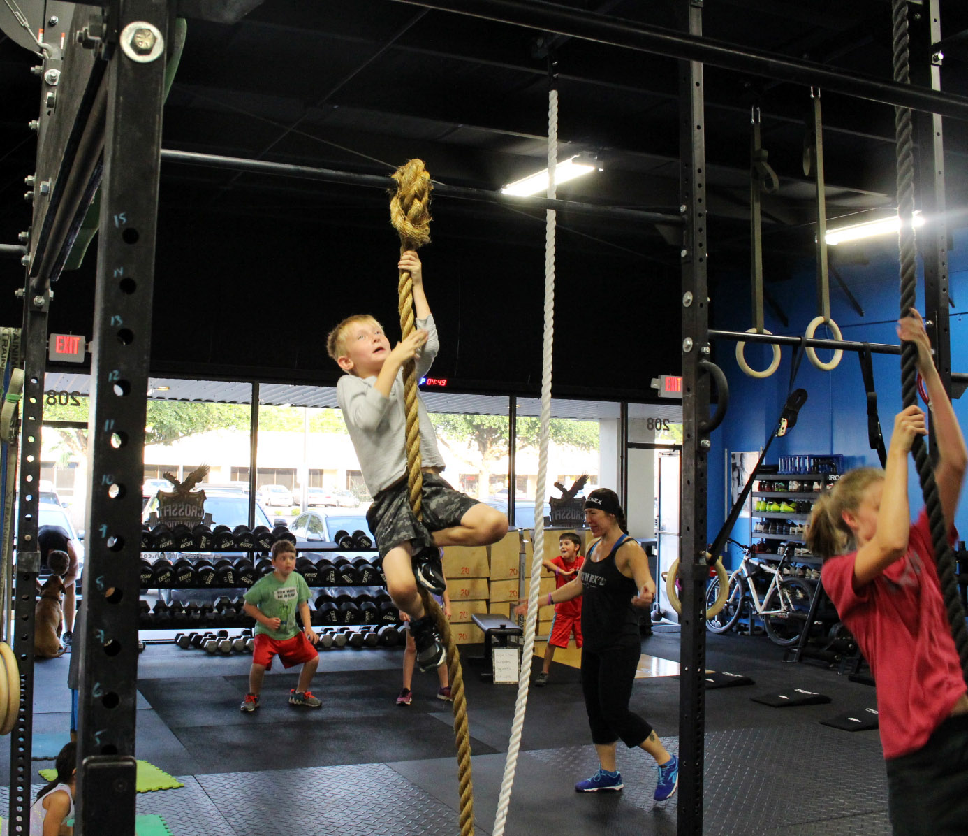 Learning to climb ropes early on!
