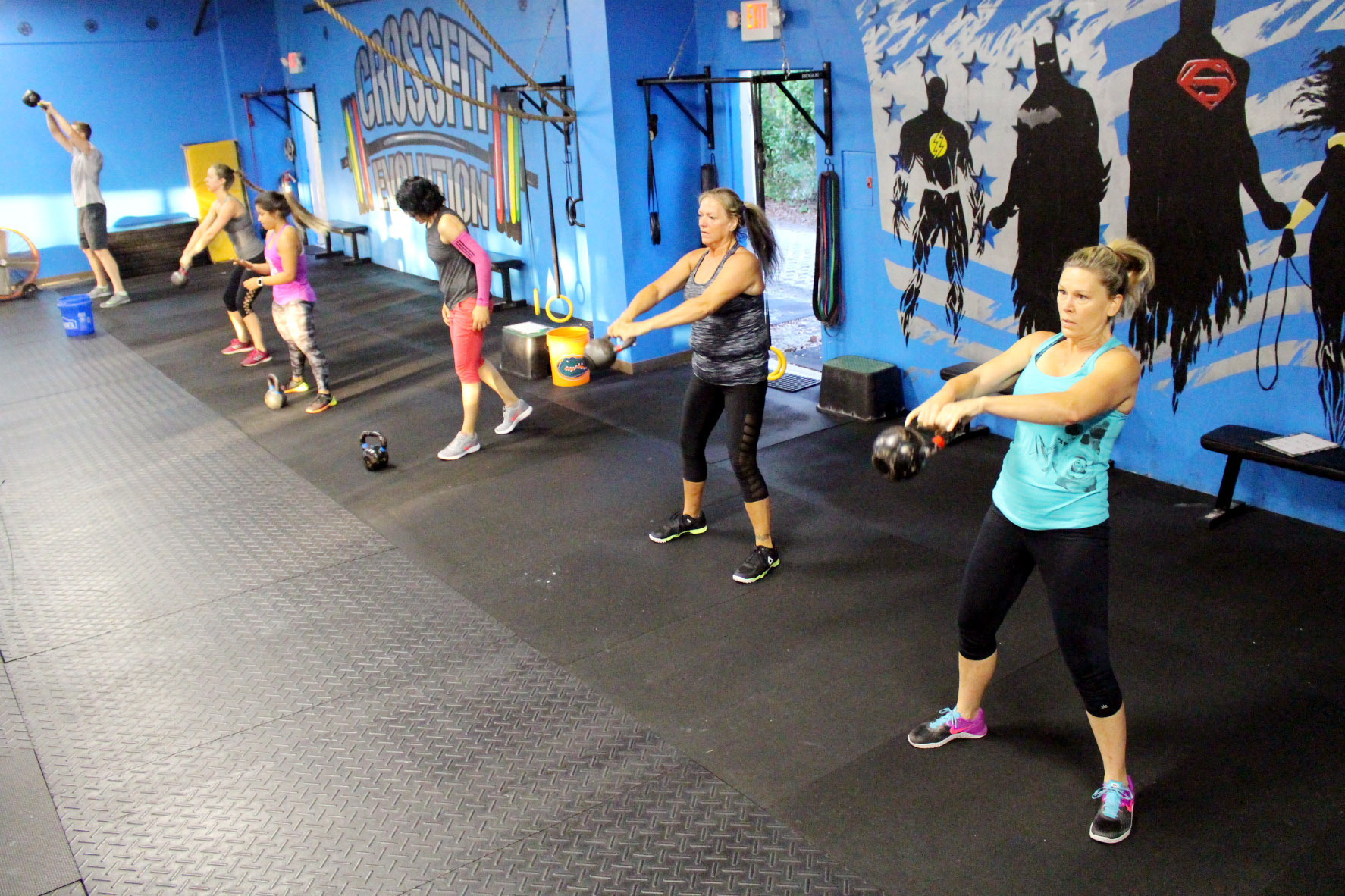 Early morning kettlebell swings