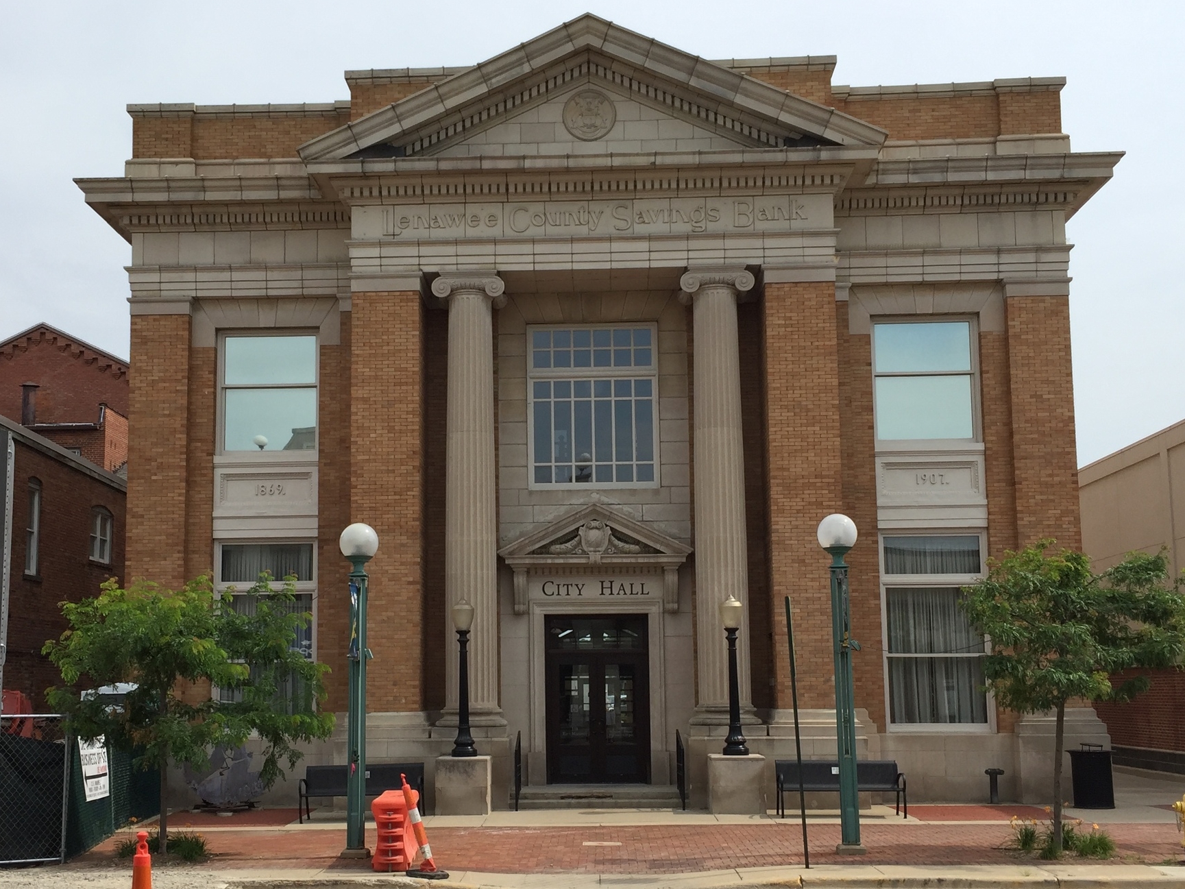 Adrian City Hall, 135 East Maumee Street, 1907, designed by Adrian architect Christian Frederick Matthes
