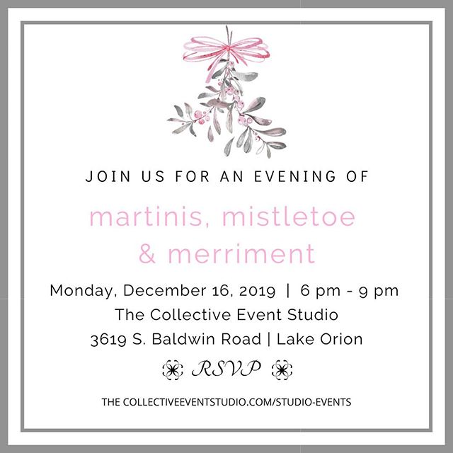 JOIN US FOR A HOLIDAY OPEN HOUSE!✨🥂🎄 To all our members, friendors, followers &amp; past and current clients!

Join us for a Holiday Open House to toast what was a wonderful 2019 wedding season and the upcoming New Year. 🥂🎉 Stop by The Studio bet