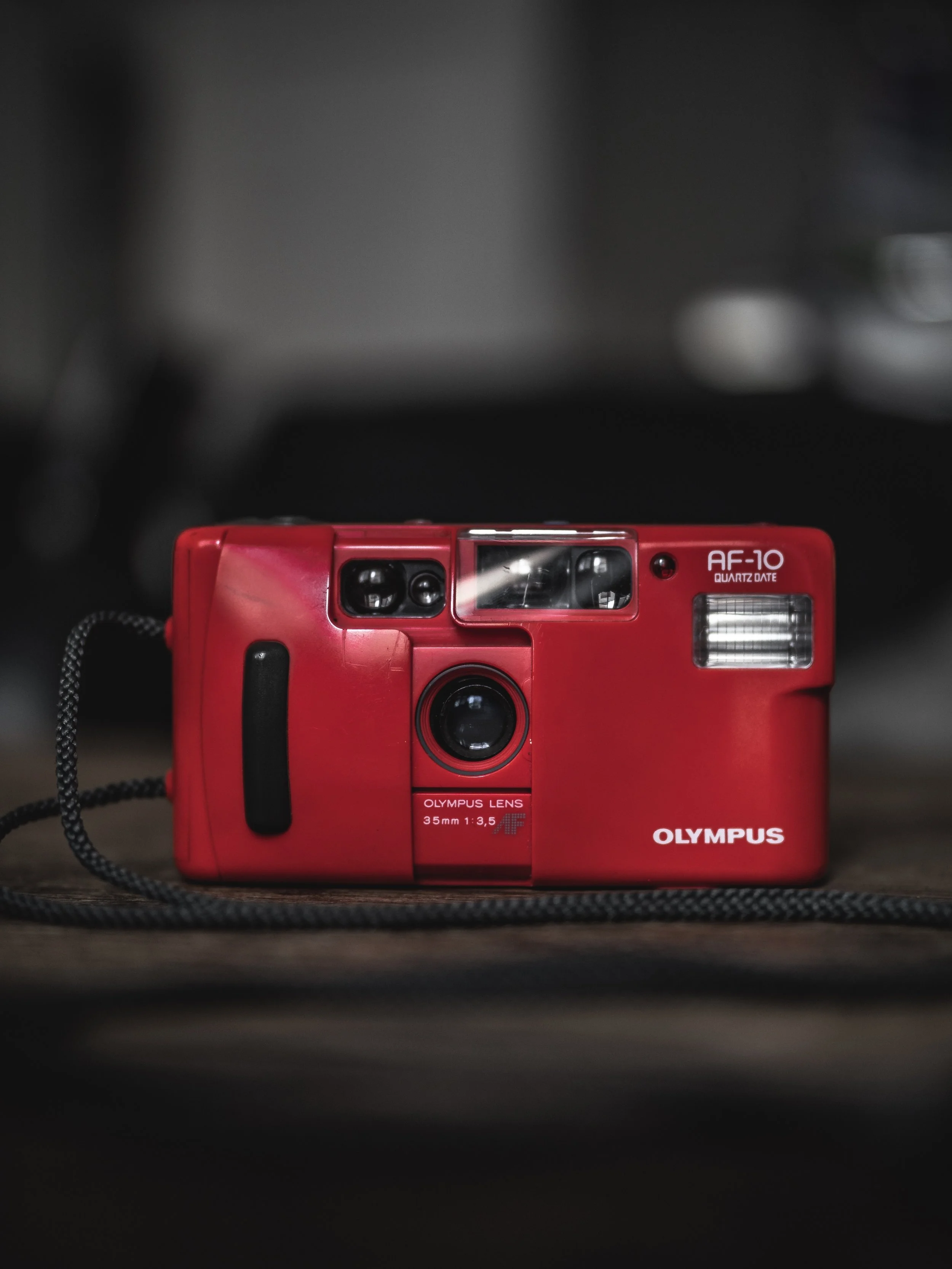 Olympus AF-10 Red 35mm Vintage Camera (1987)