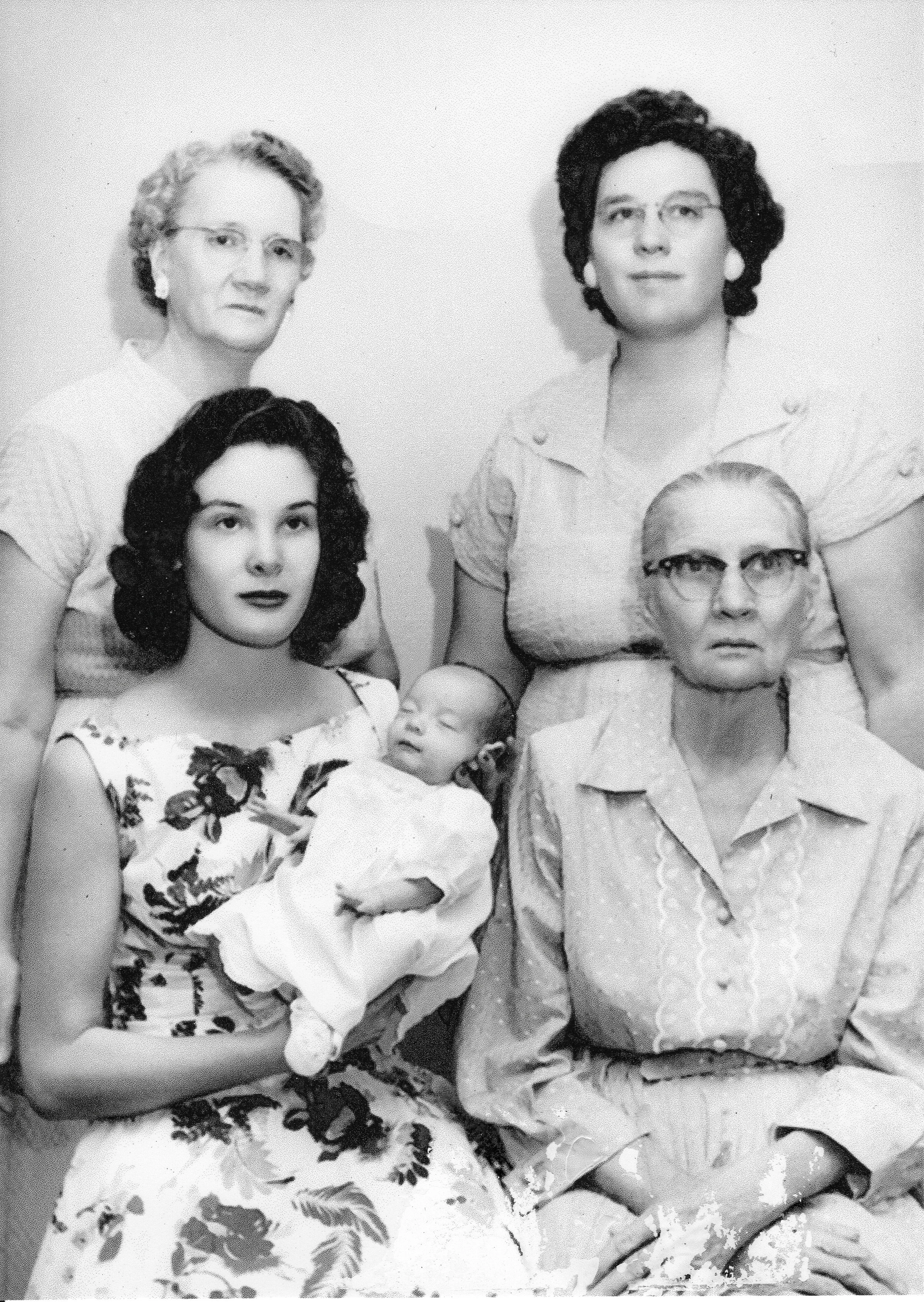 Five generations of Rebecca Kaye's family in 1957...