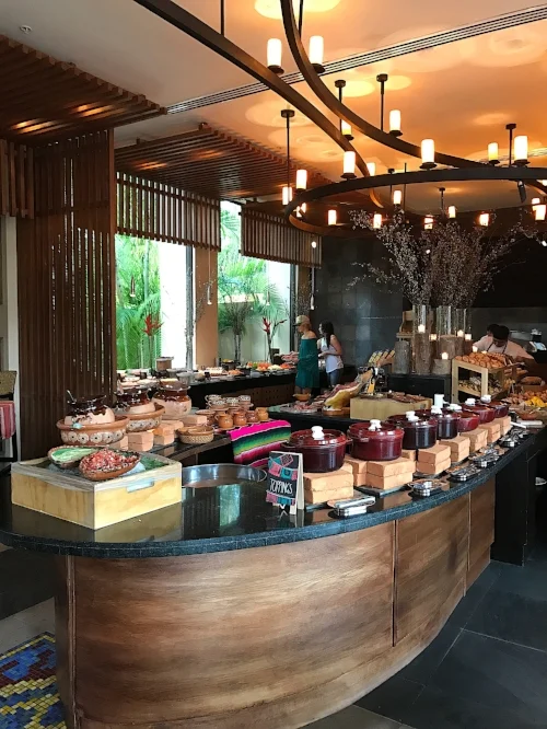 Breakfast buffet spread