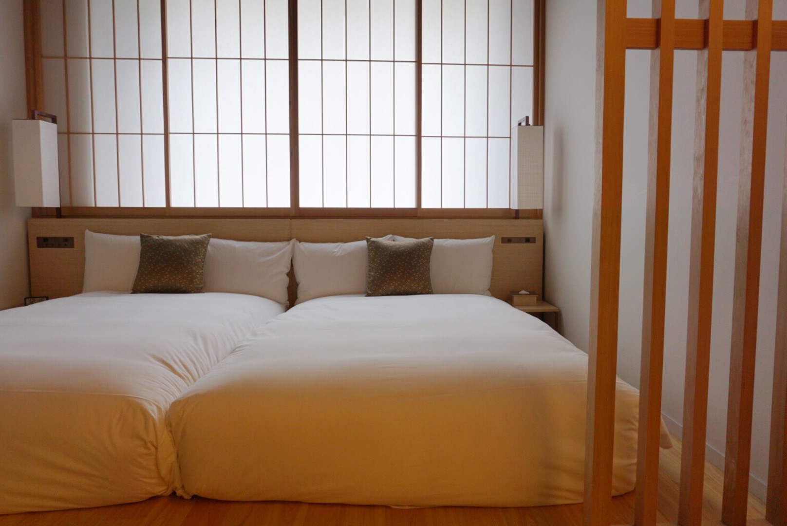 Japanese style tatami beds at Hotel Kanra.