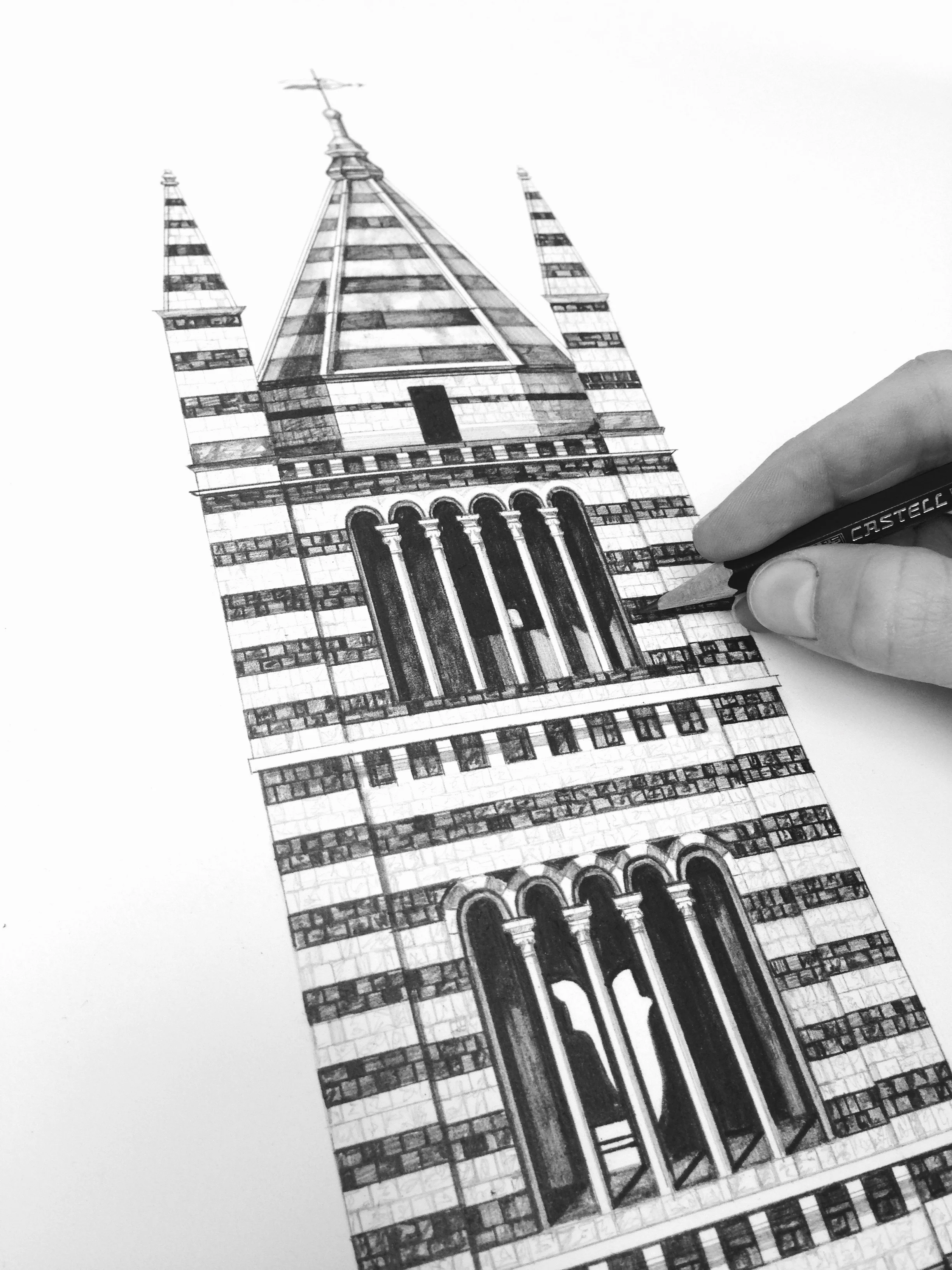 Siena Campanile architecture drawing