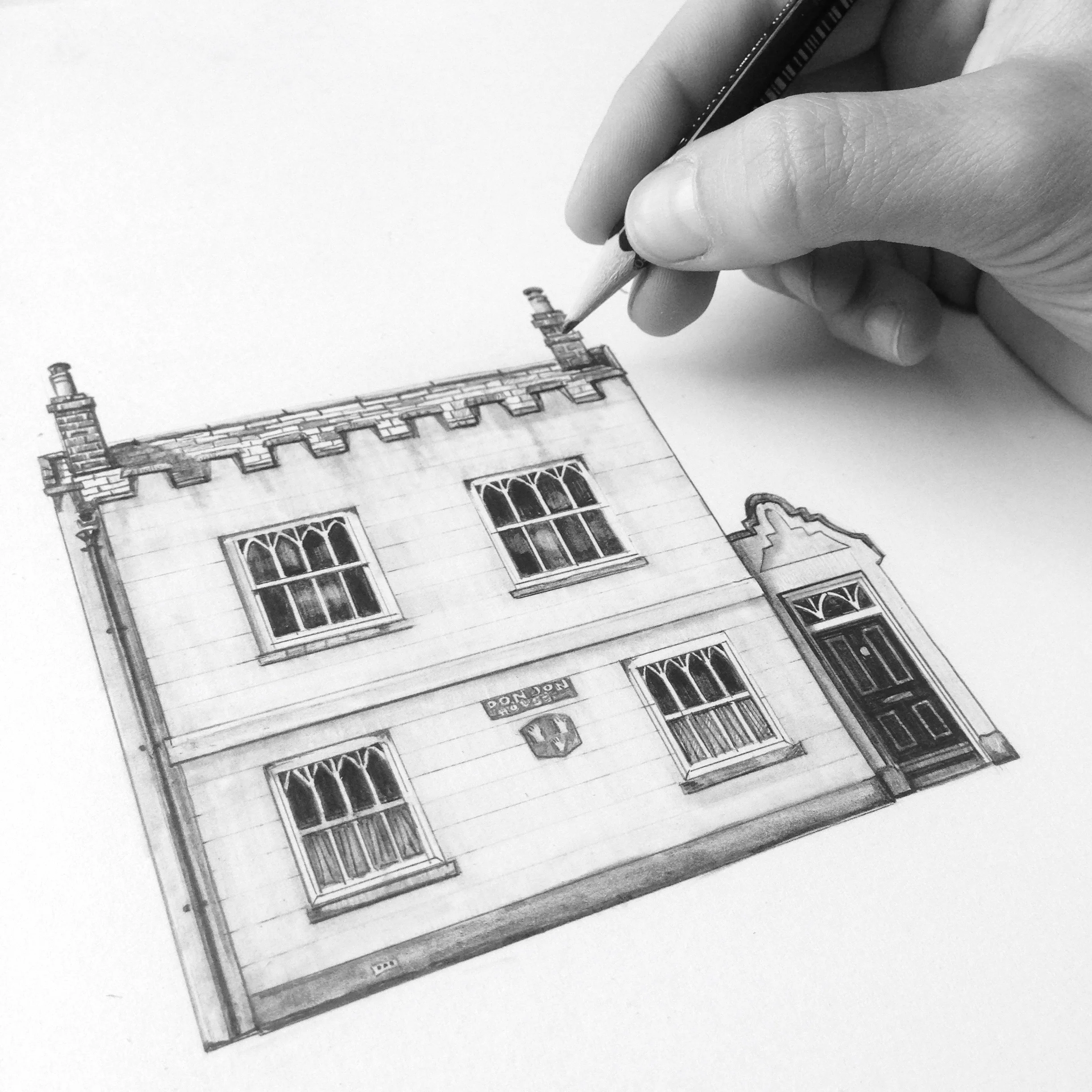 Canterbury house pencil drawing