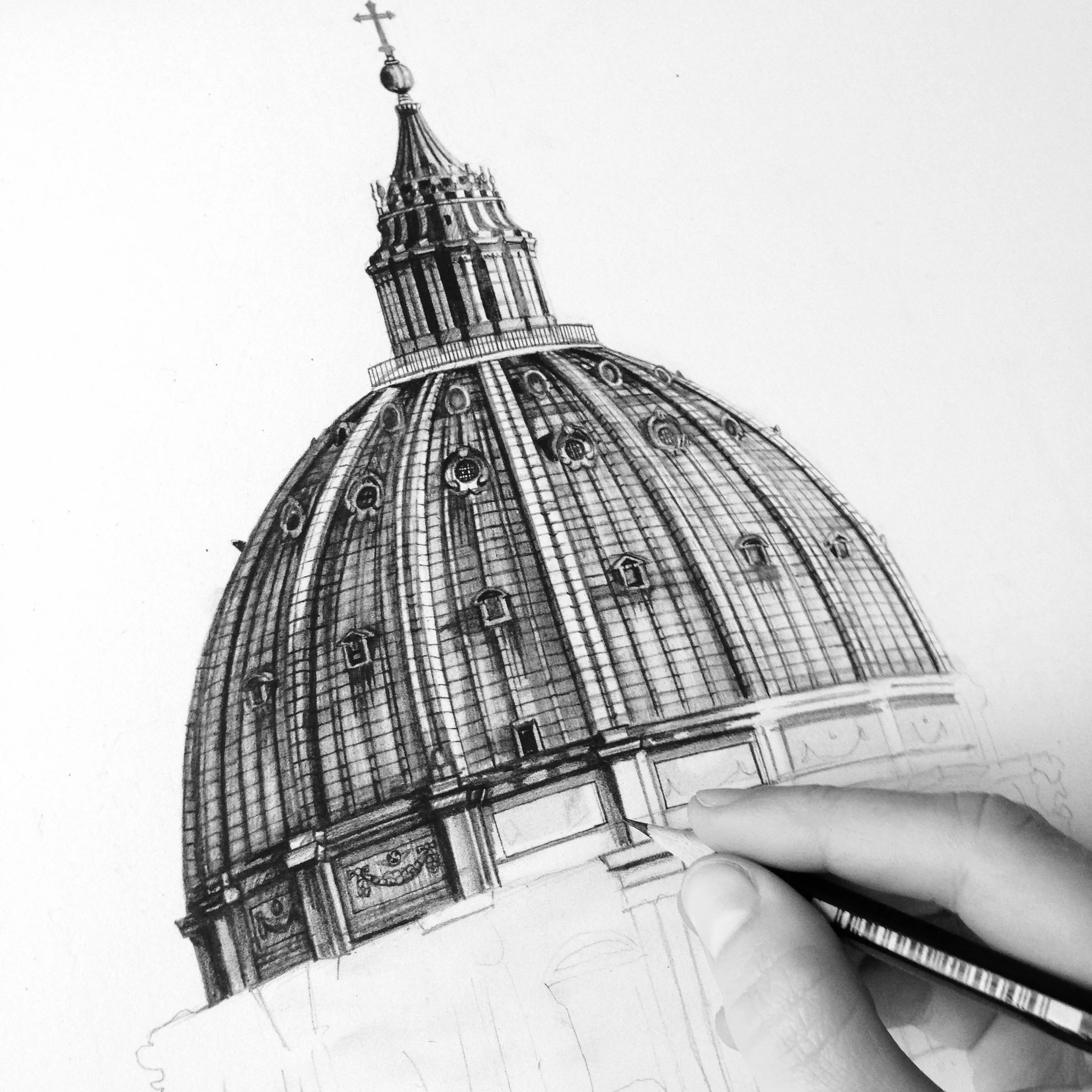St Peter's Dome Rome architectural print