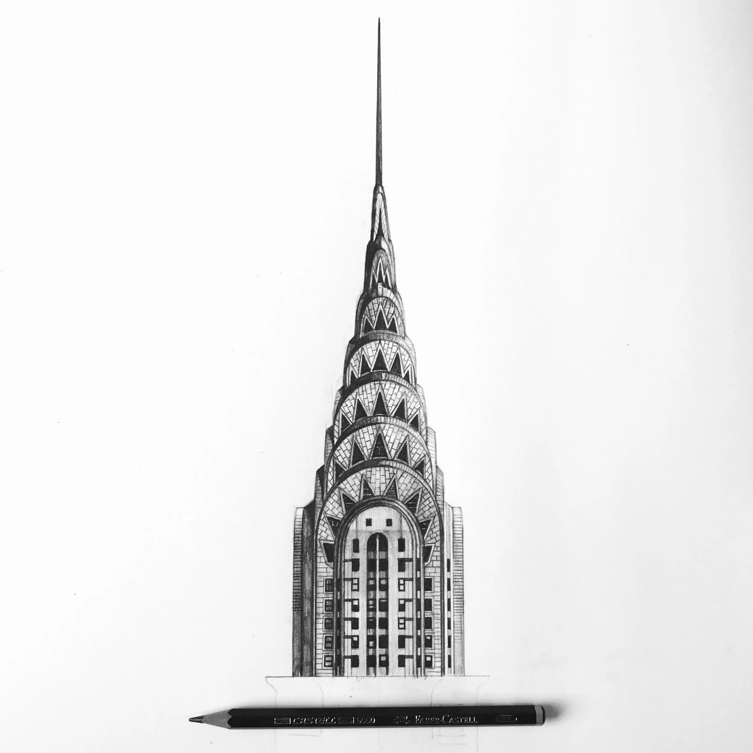 Chrysler Building close up drawing