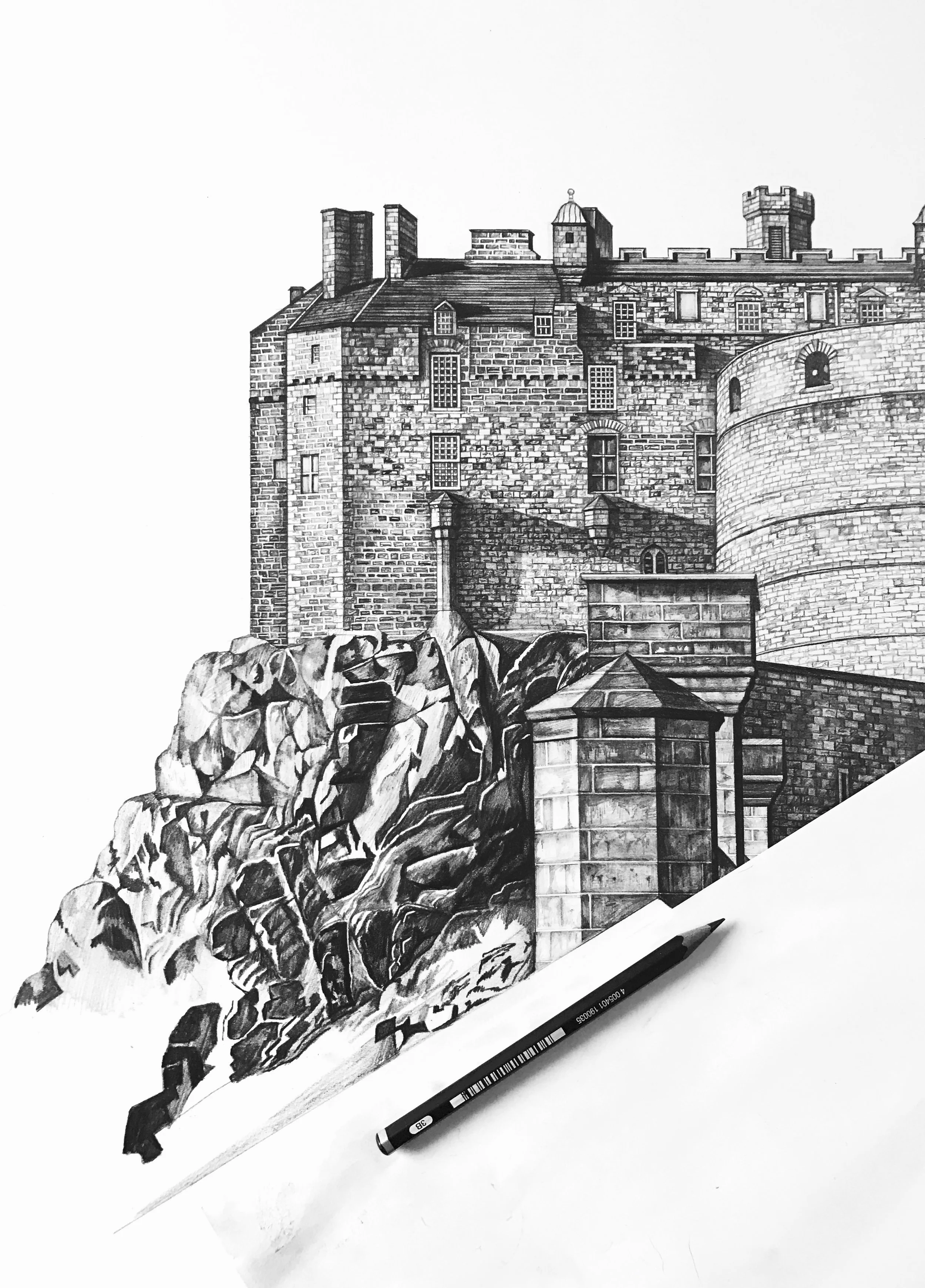 Edinburgh Castle with pencil
