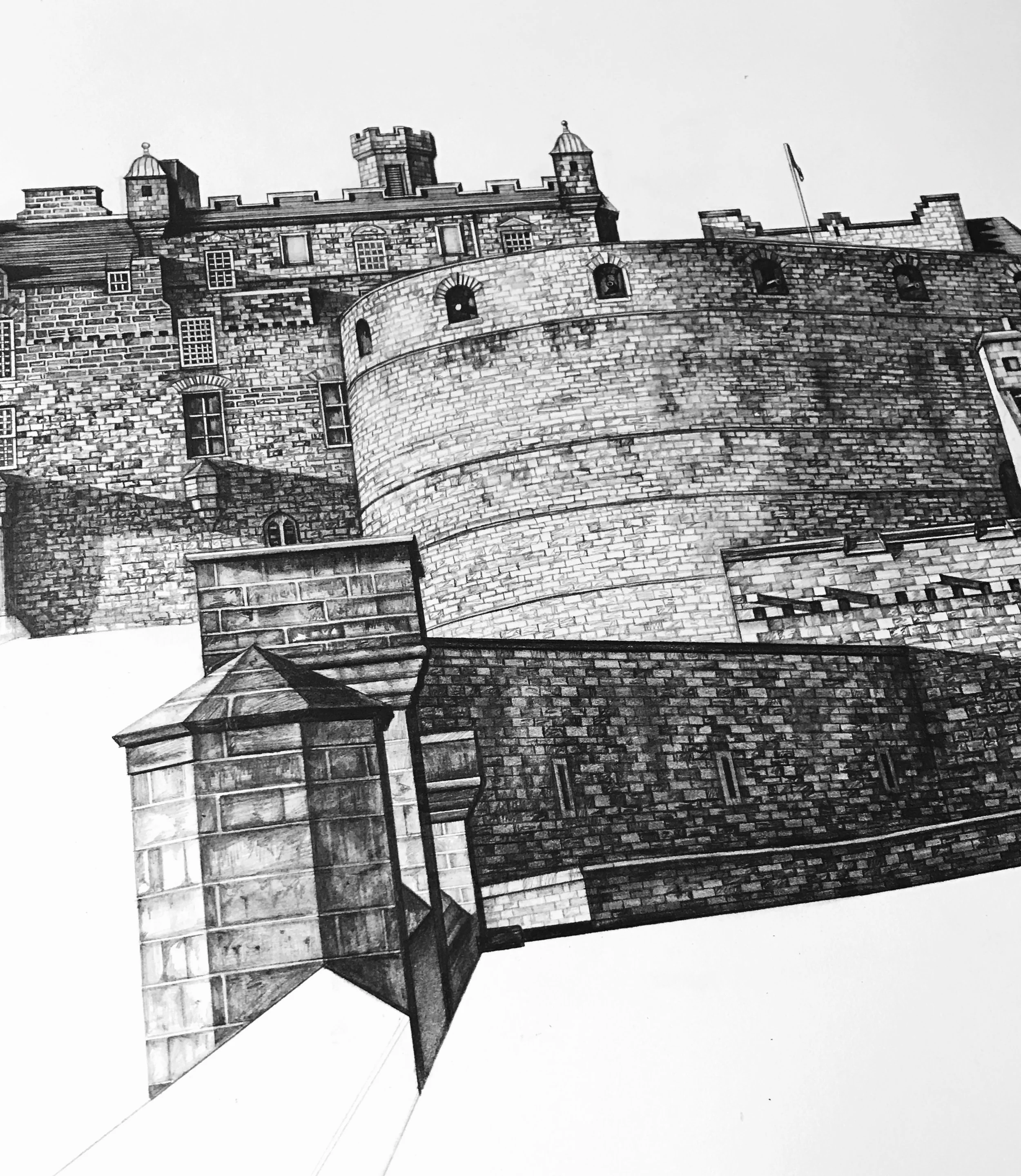 close up Edinburgh Castle drawing