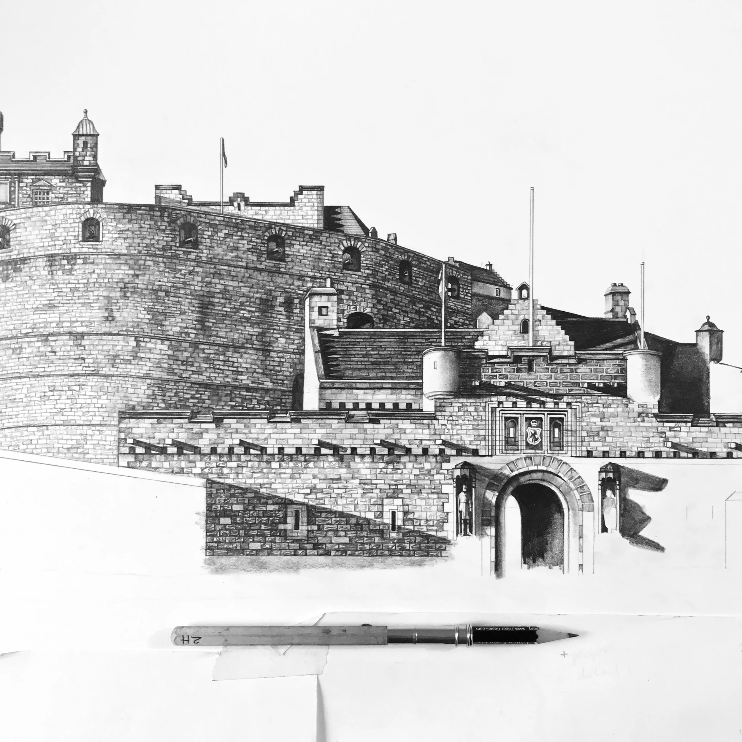 Edinburgh Castle with pencil