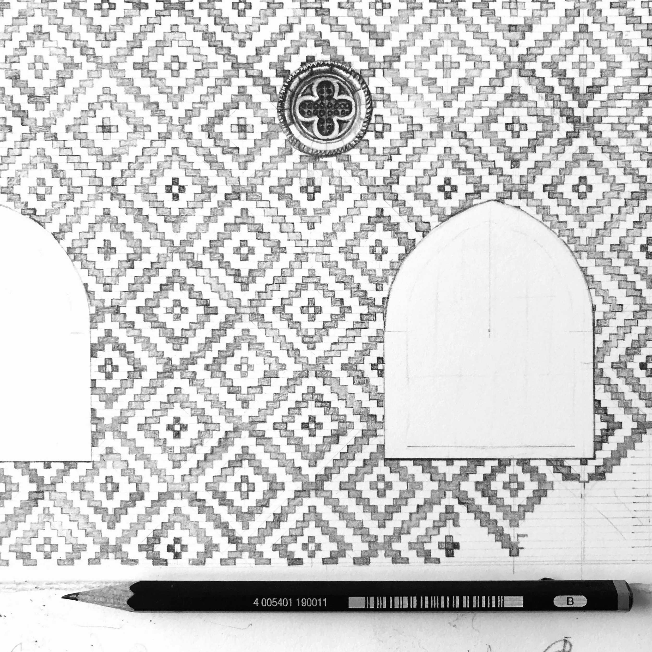 Doge's Palace facade with pencil