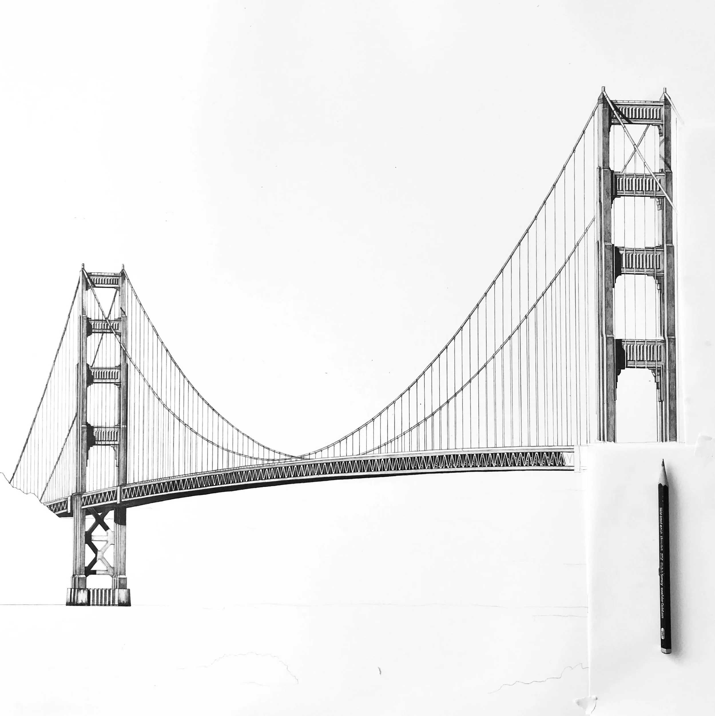 Golden Gate Bridge San Francisco Pencil Drawing