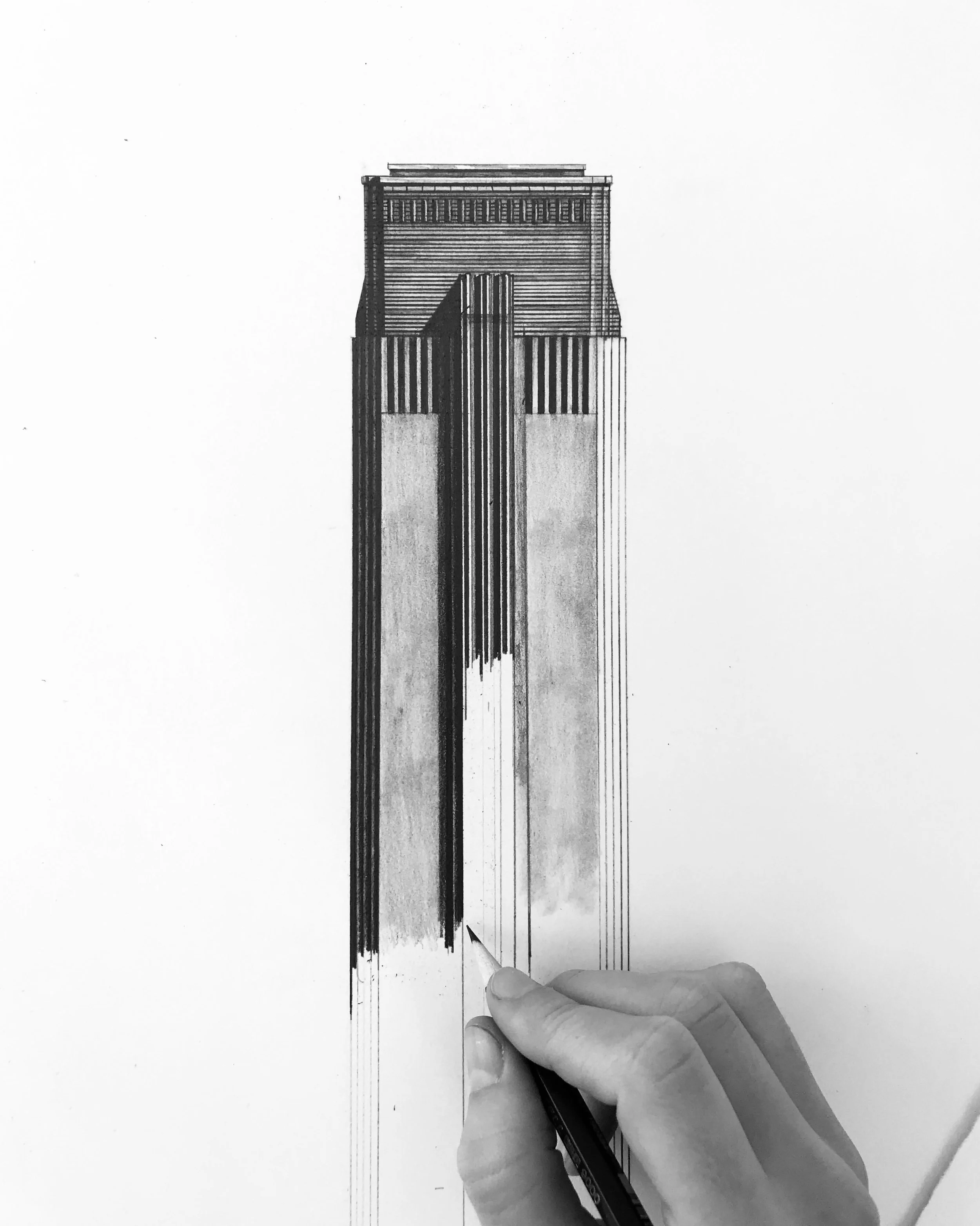 Tate Modern Tower close up architectural drawing