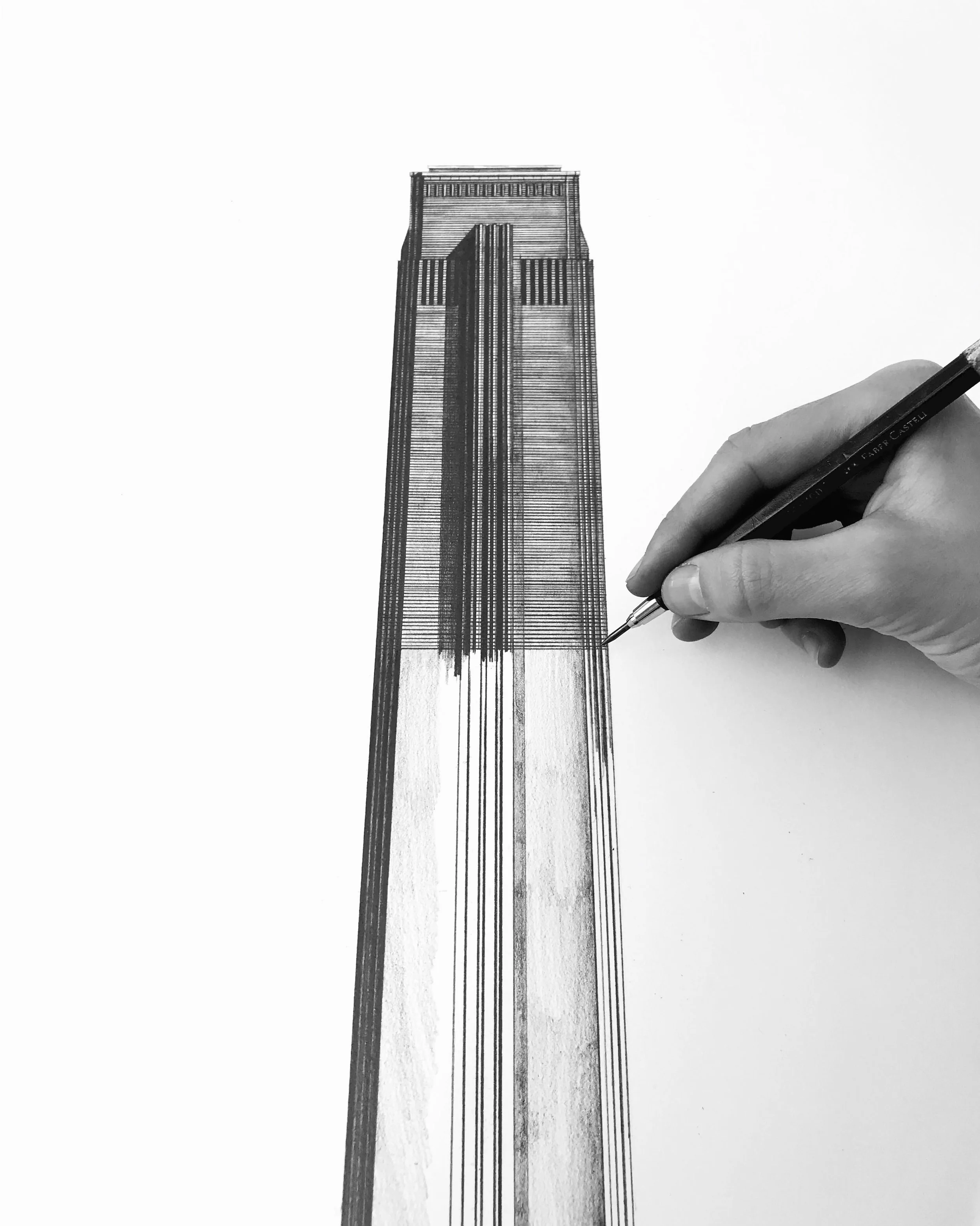 Tate Modern close up architectural drawing