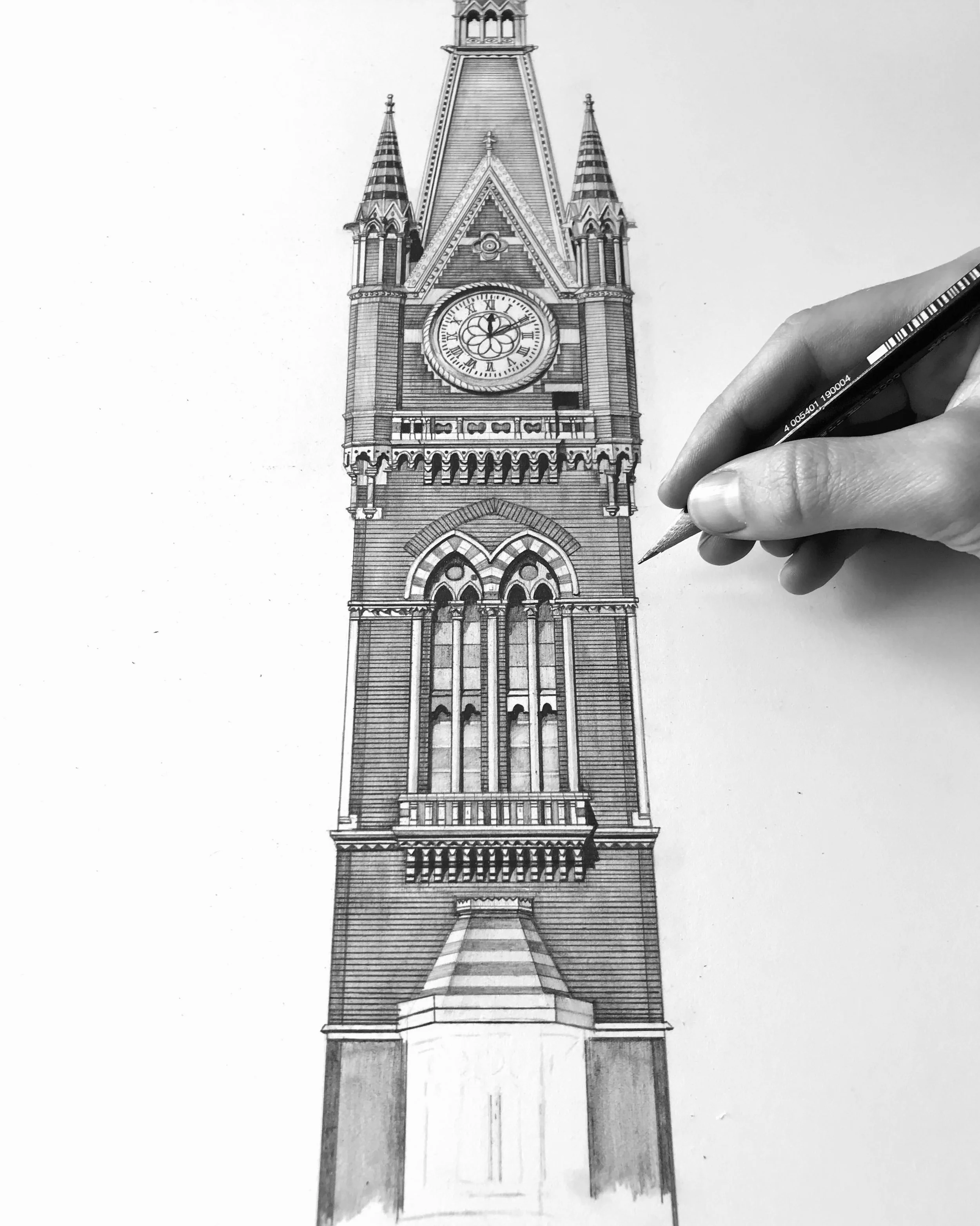 St Pancras drawing with hand