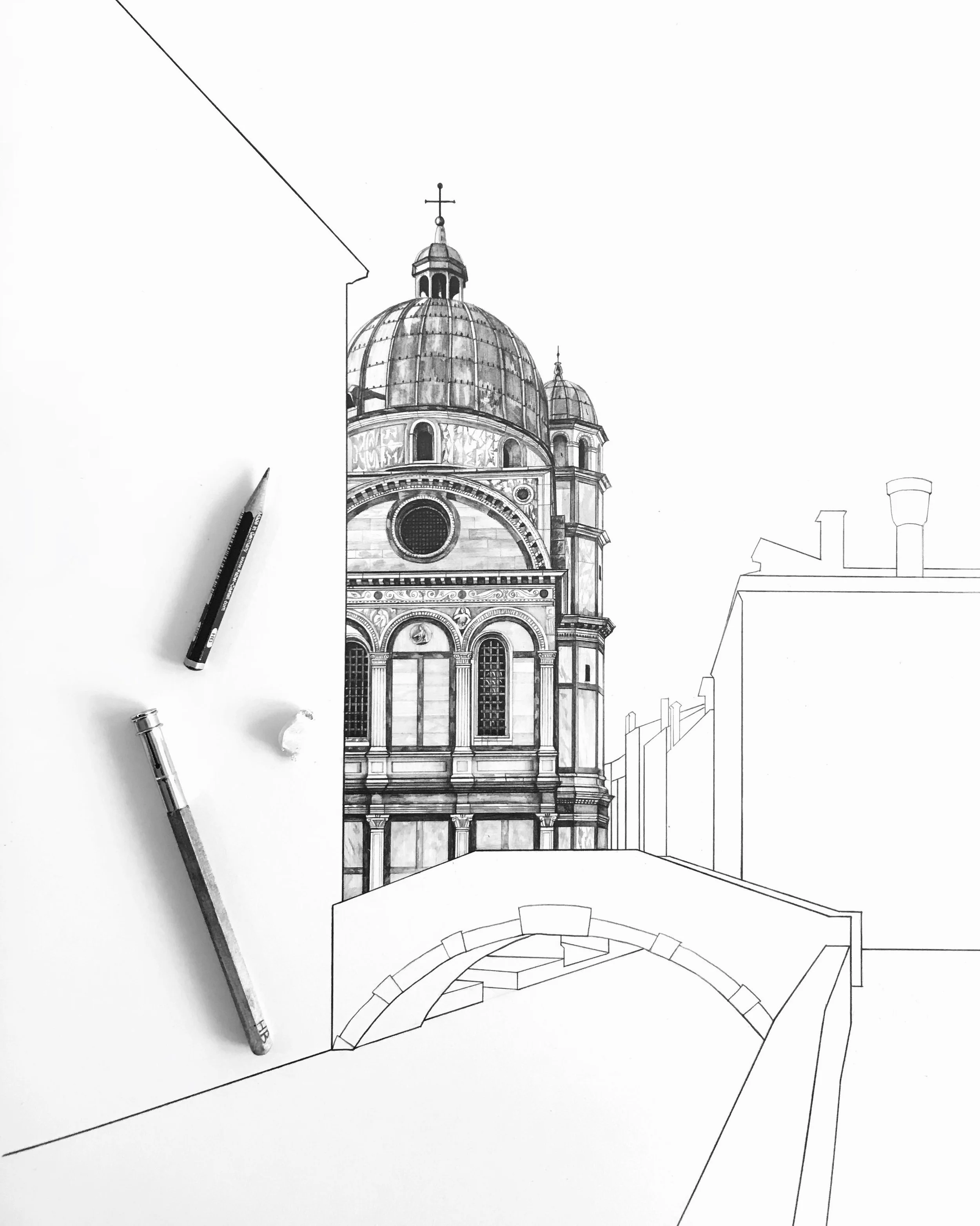 Miracoli Venice art print with pencils