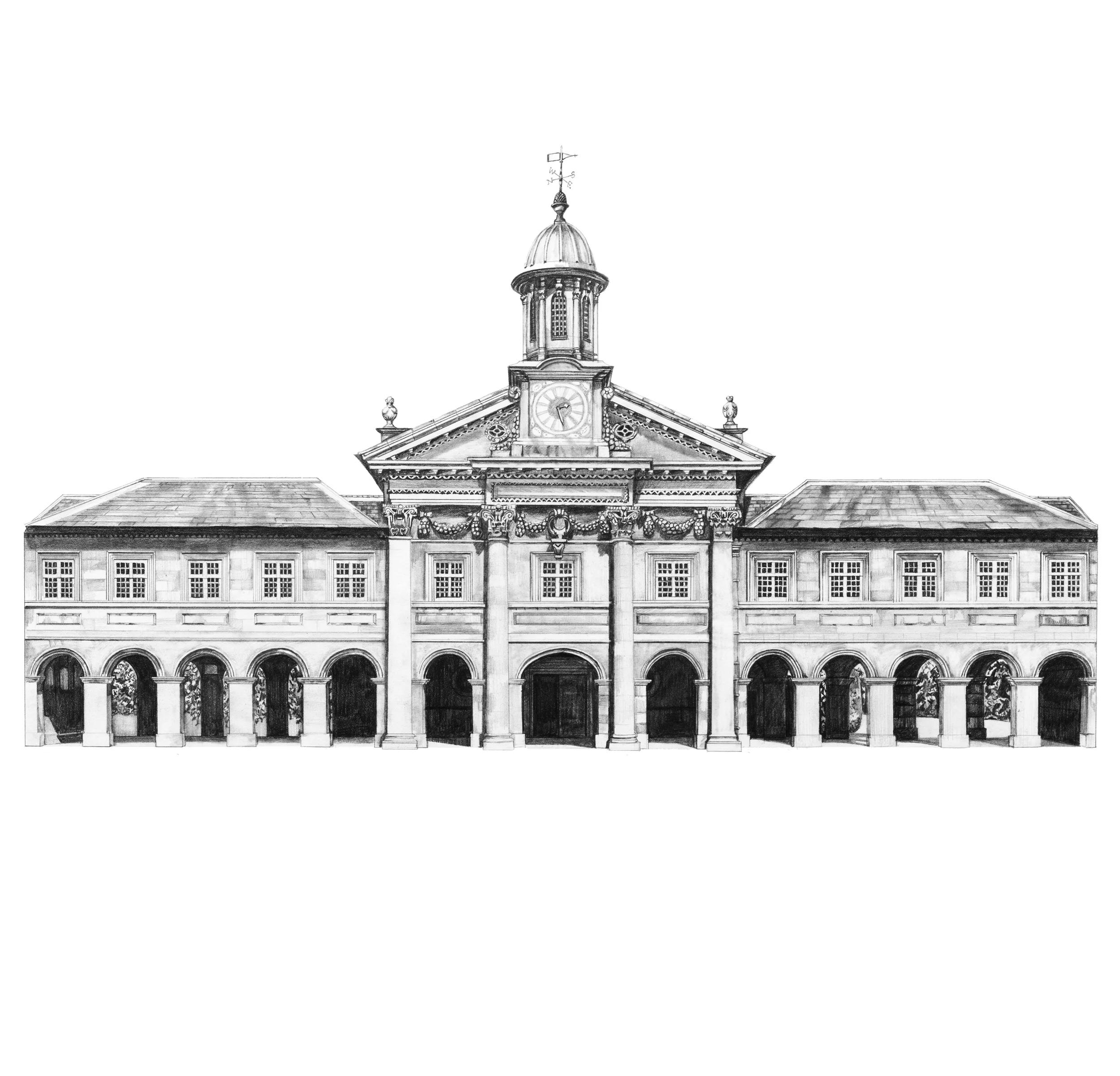 Emmanuel College Cambridge architectural art print
