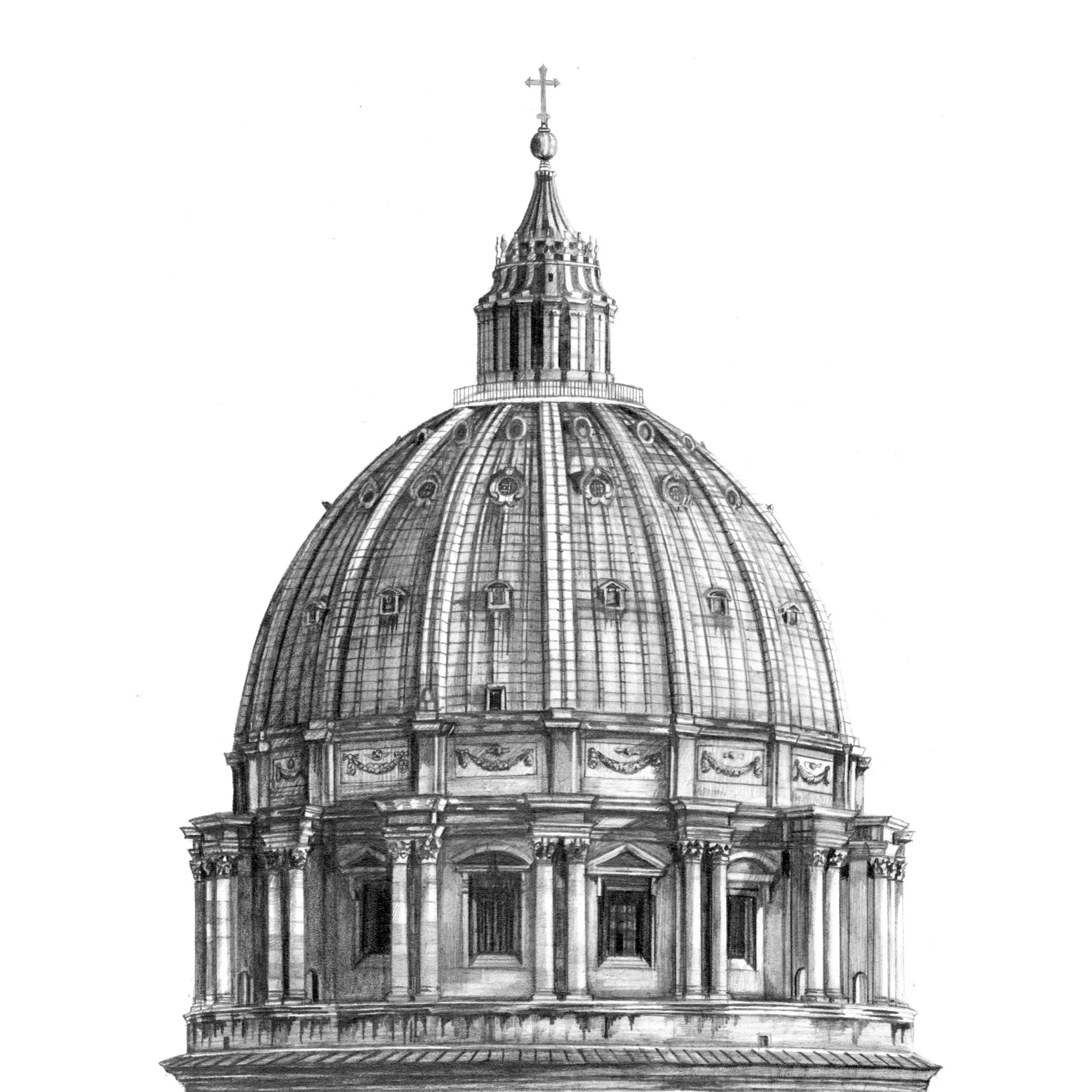 St Peter's Dome Rome architectural art print
