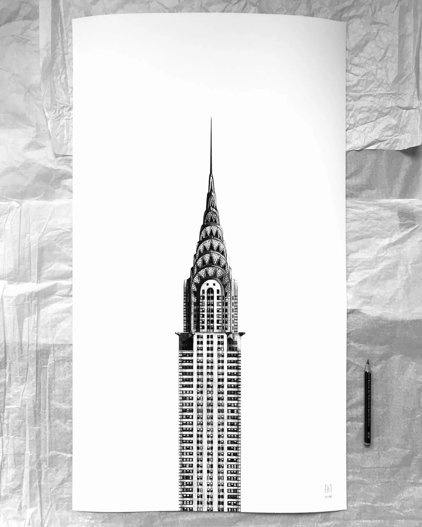 Signed print of Chrysler Building