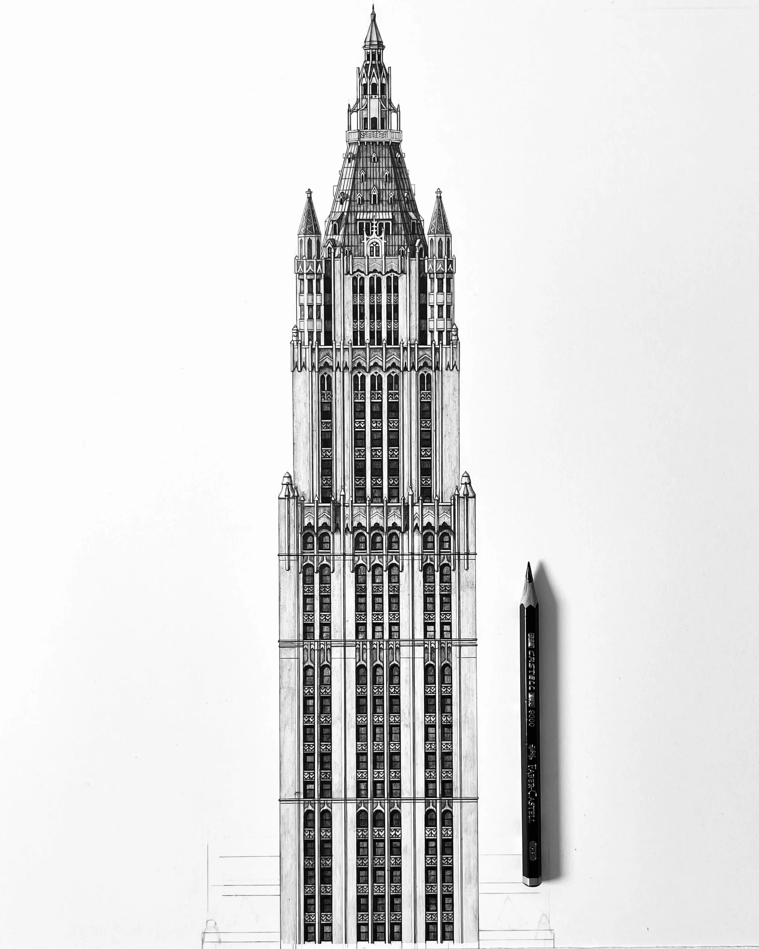 Woolworth Building tower architecture illustration