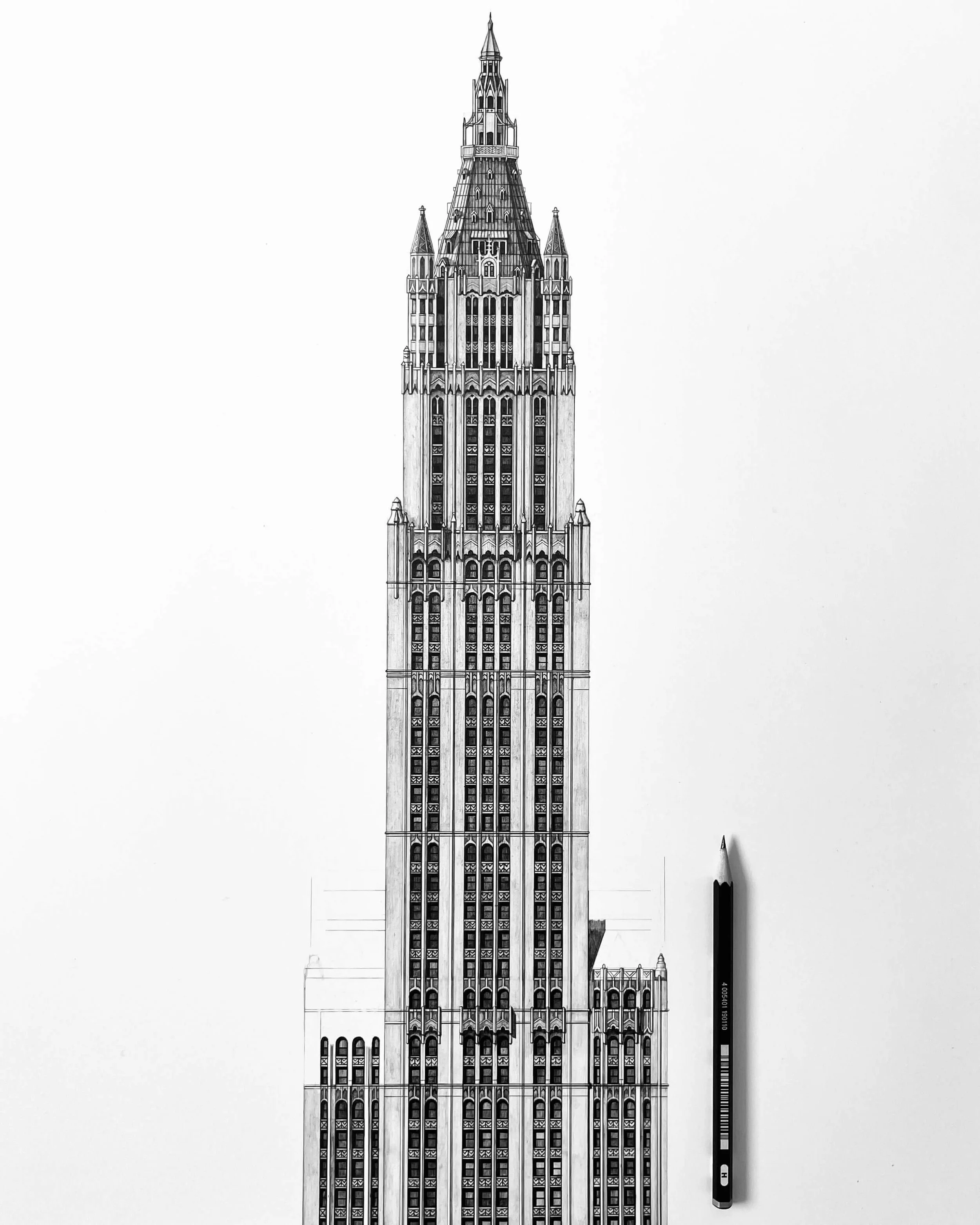 Woolworth Building tower drawing