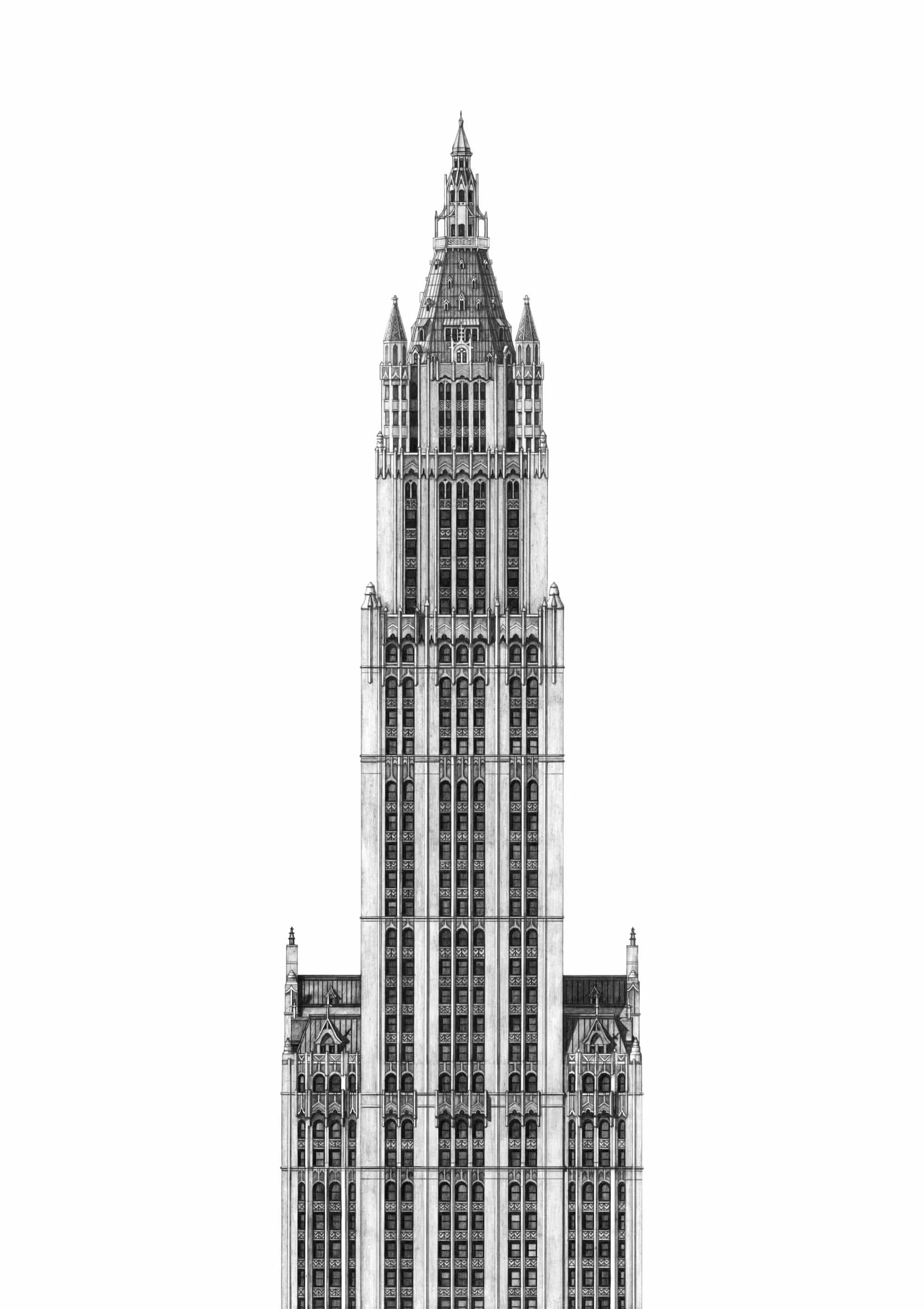 Woolworth Building Drawing Print