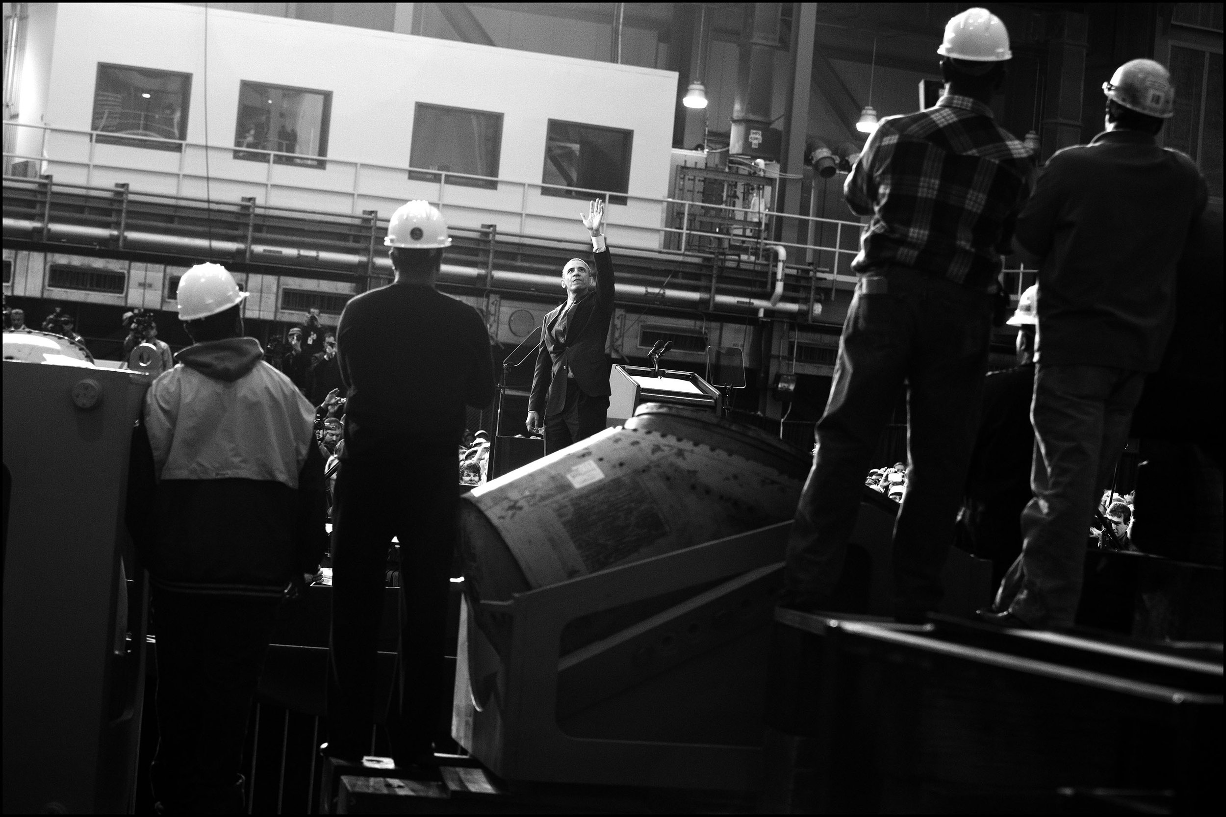 President Barack Obama delivers remarks to highlight the impact a sequester will have on jobs and middle class families, at Newport News Shipbuilding, in Newport News, Virginia, 2013.