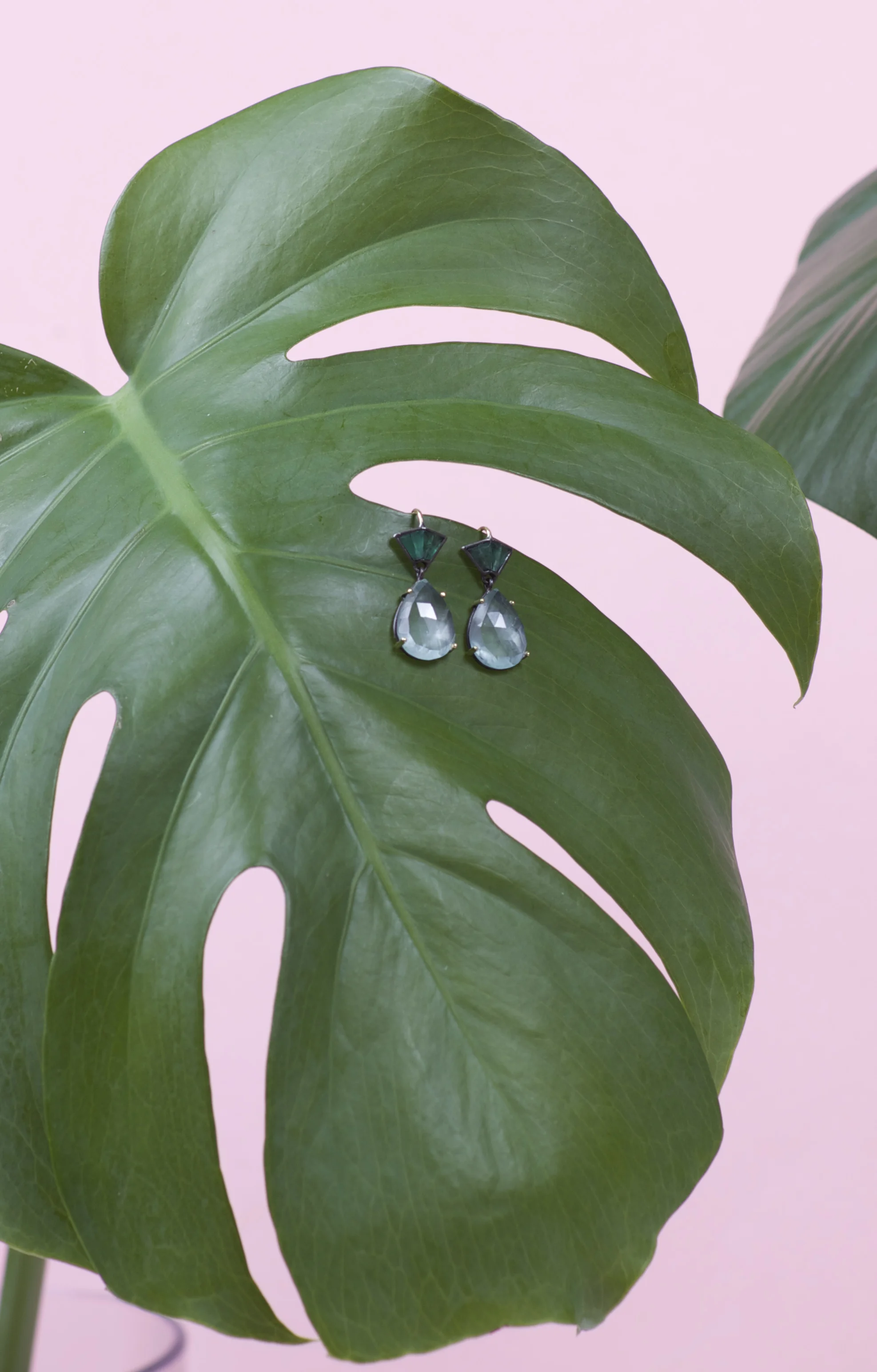 NAK ARMSTRONG Emerald & Moonstone Small Teardrop Earrings