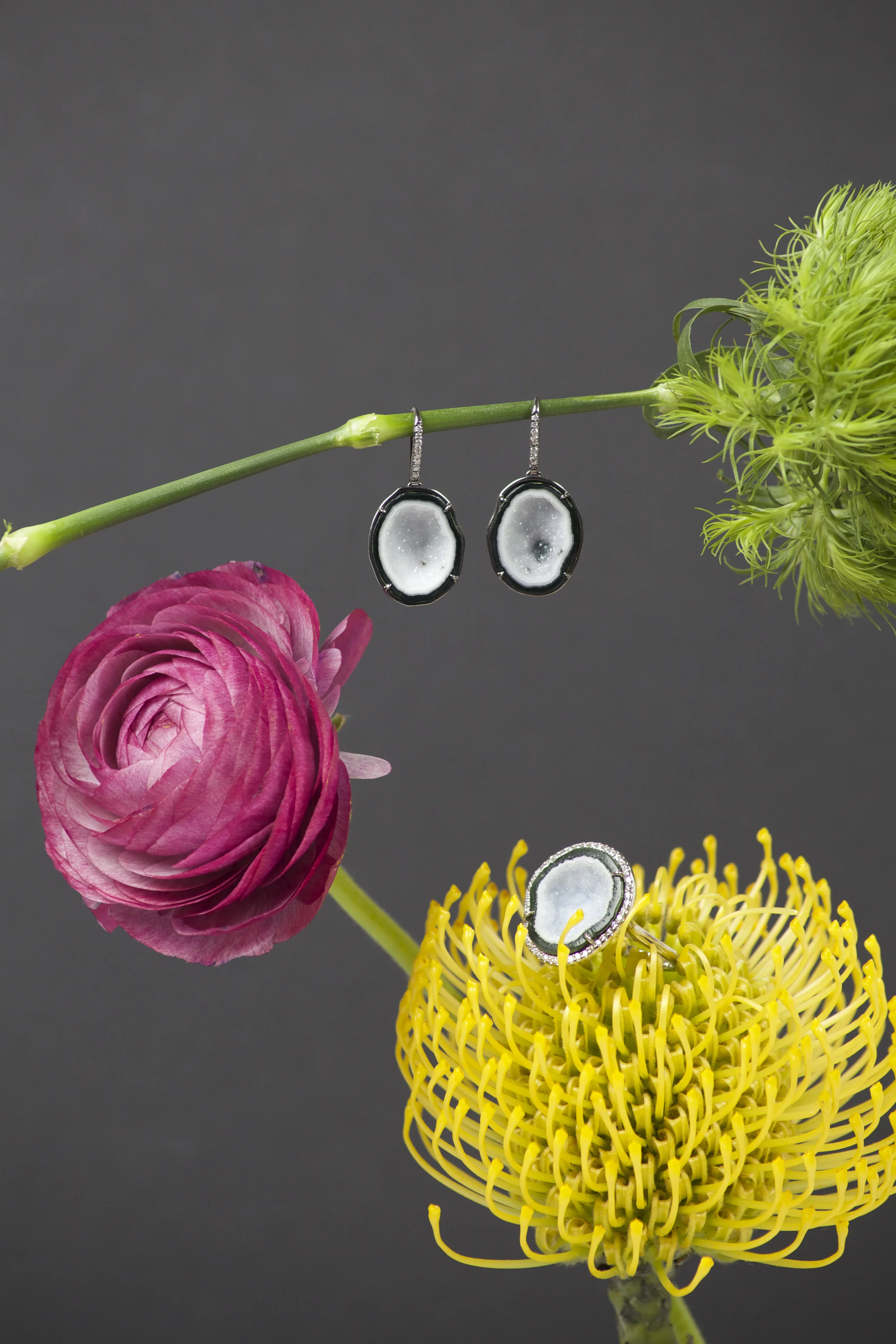 KIMBERLY McDONALD 18k White Gold, Diamond & Geode Earrings KIMBERLY McDONALD 18k White Gold, Diamond & Geode Ring