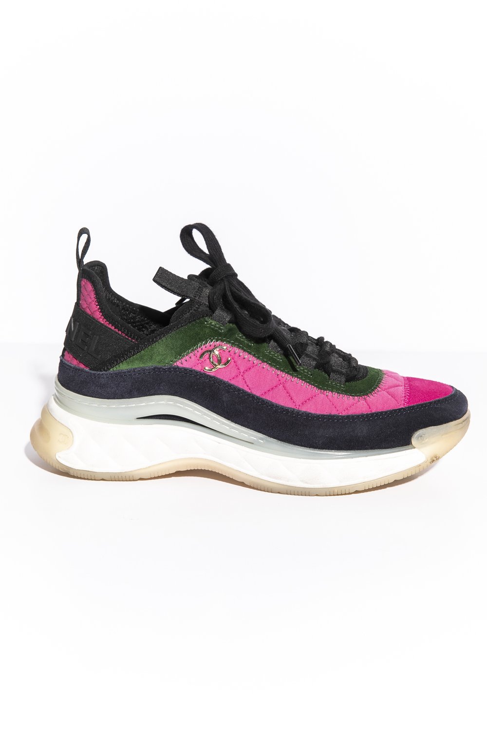 CHANEL Pink & Green Platform Sneakers (Sz. 38) — MOSS Designer Consignment