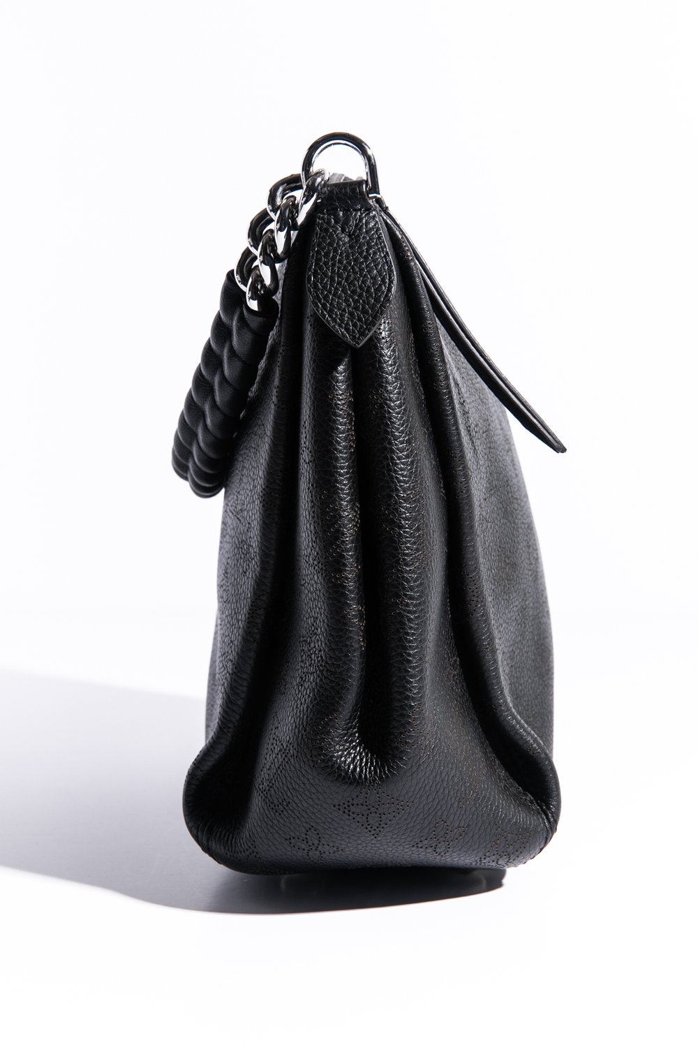 LOUIS VUITTON Black Monogram Mahina Leather Babylone Chain BB Bag