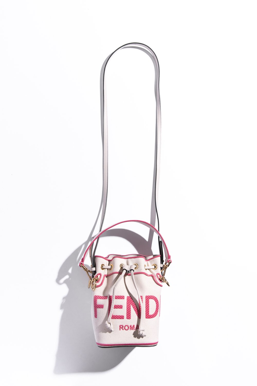 Fendi Mini Mon Tresor Ff Canvas Bag in White