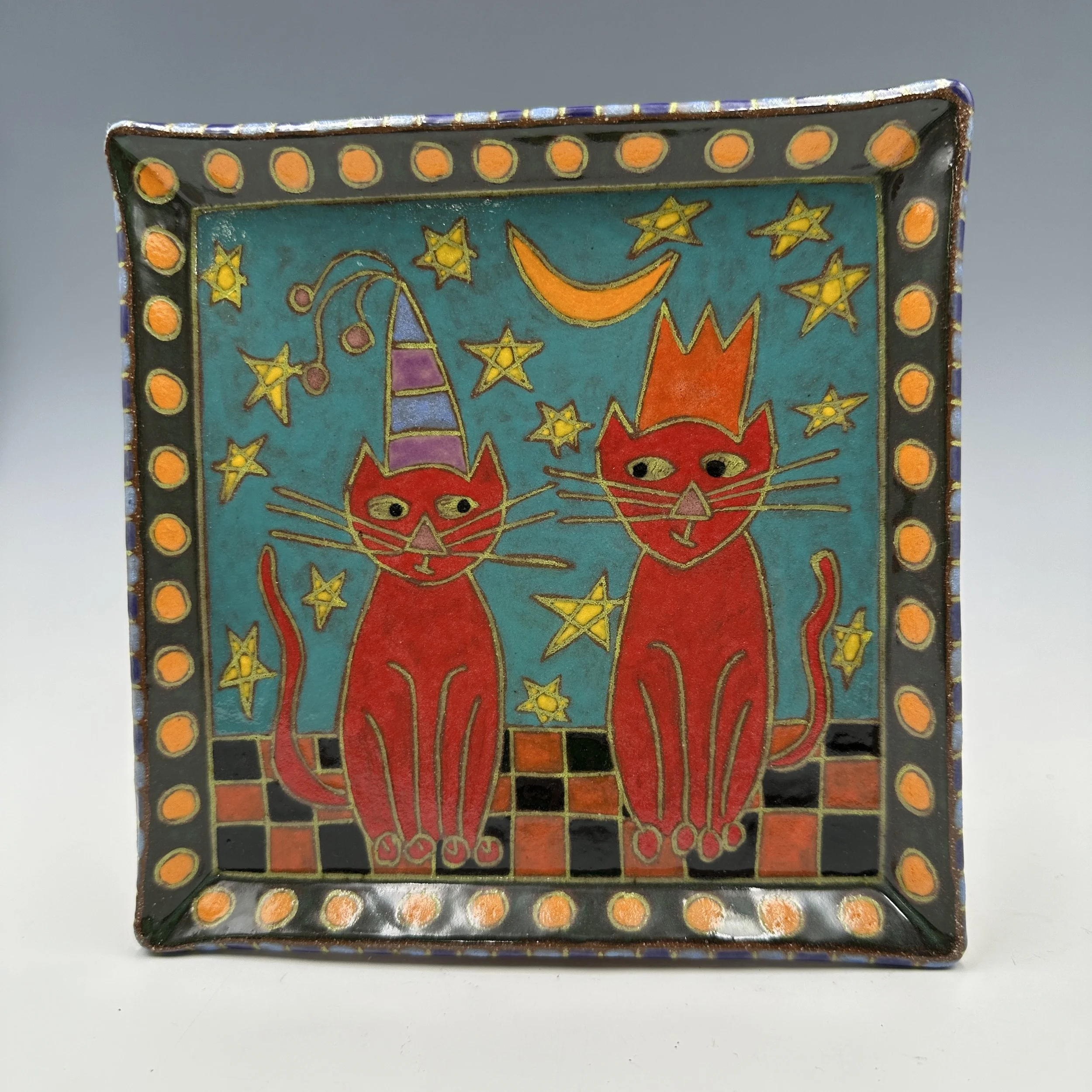 Plate Two Cats Under Moon.JPG