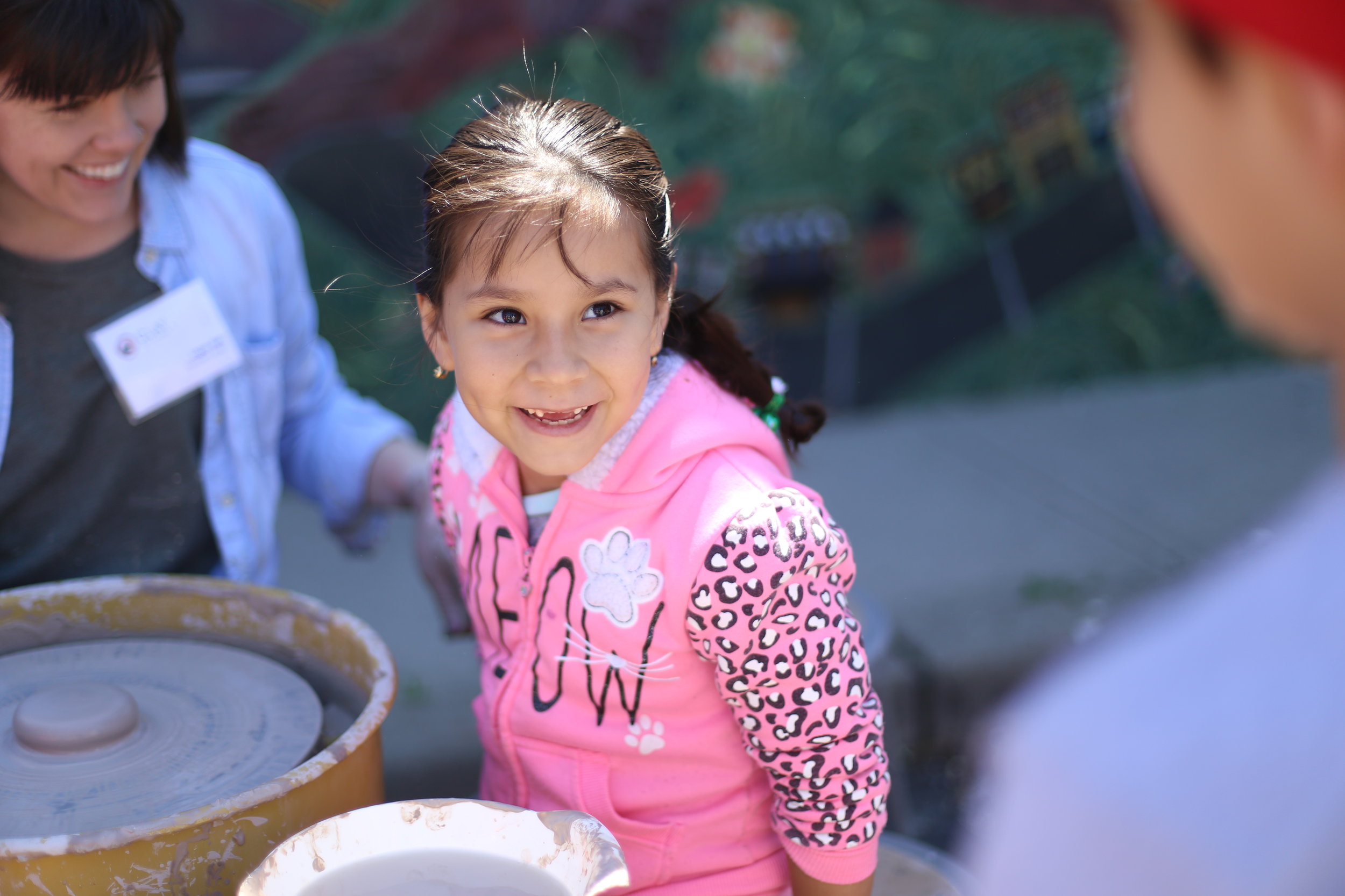 Everyone had a chance to try the potter's wheel