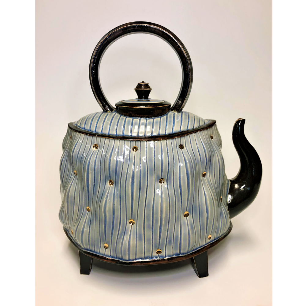 Clay Art Center - James Lee Webb: OverCast Blue Couch Teapot