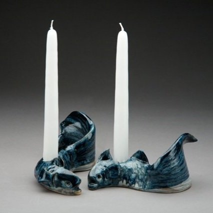 Rimmie Mosley: Blue Fish Candle Holders