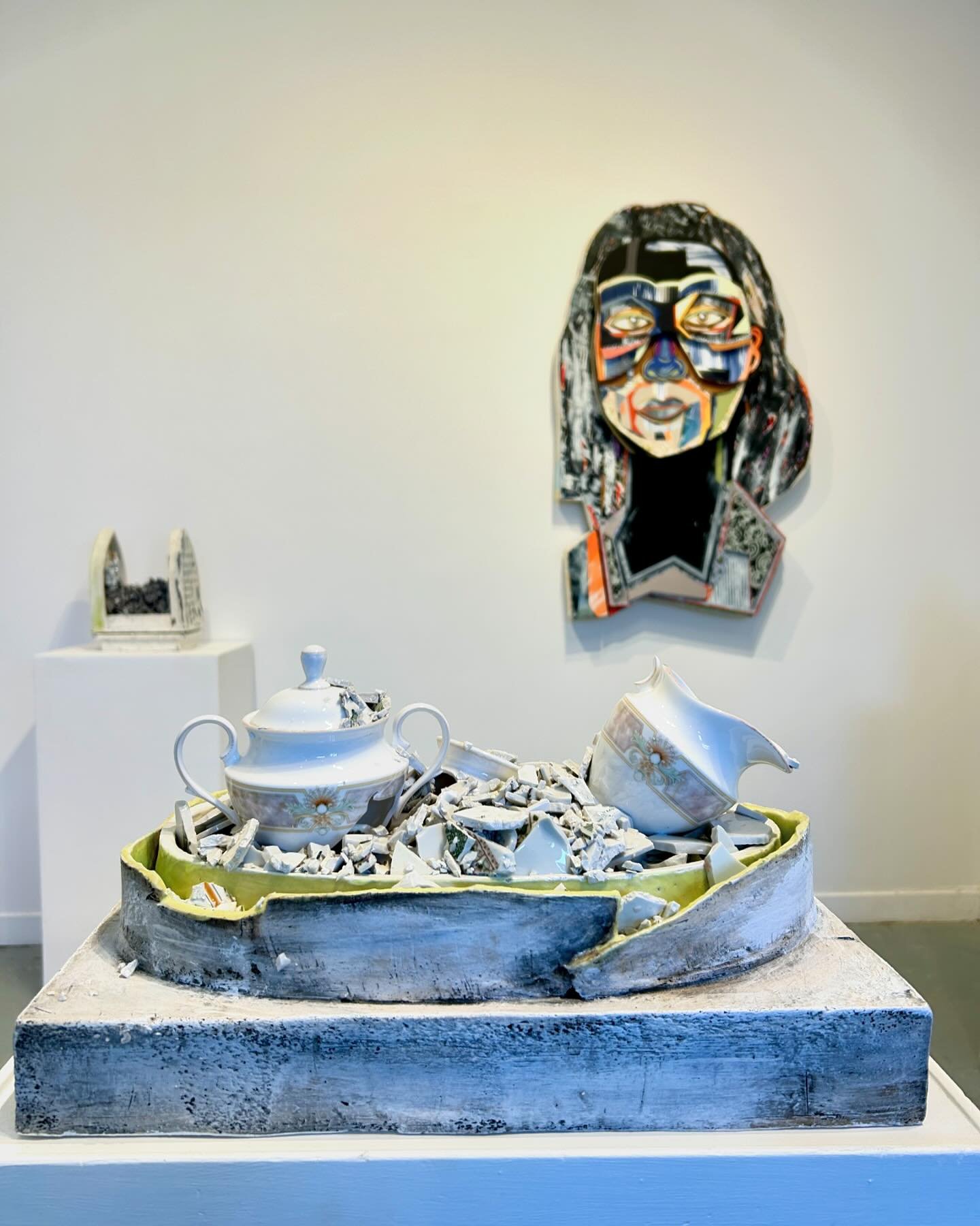 Installation sneak peek! Lydia C. Thompson: Transitions opens in our gallery this Saturday, April 27th. Please join us for an Opening Reception from 6-8pm, and hear Lydia speak about this solo exhibition of ceramic sculptures and mixed media portrait