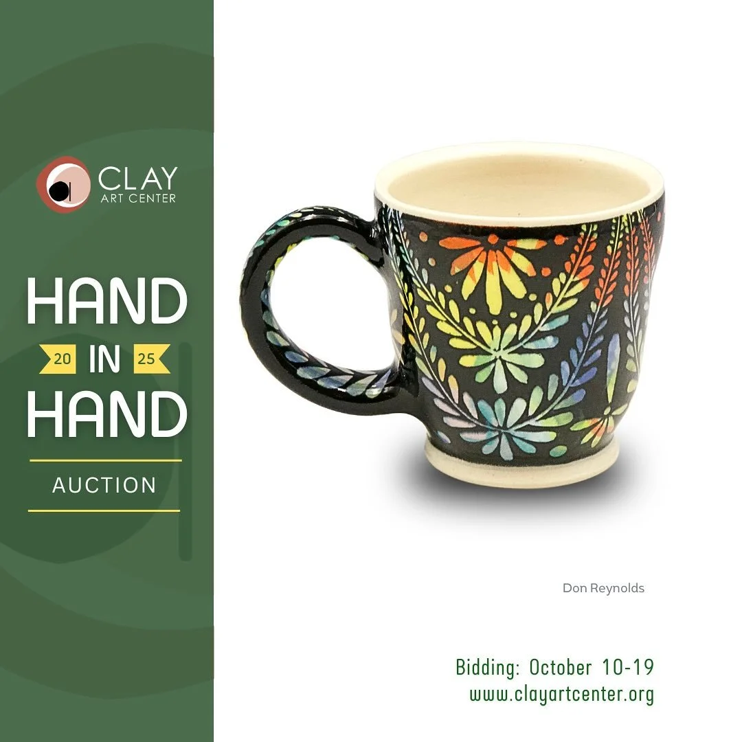 Join Clay Art Center for Our Annual Hand in Hand Benefit &amp; Auction!
Support creativity, community, and the ceramic arts at our biggest event of the year!

Date: Saturday, October 18, 4:00 - 6:00 PM
Location: In person at Clay Art Center, 40 Beech
