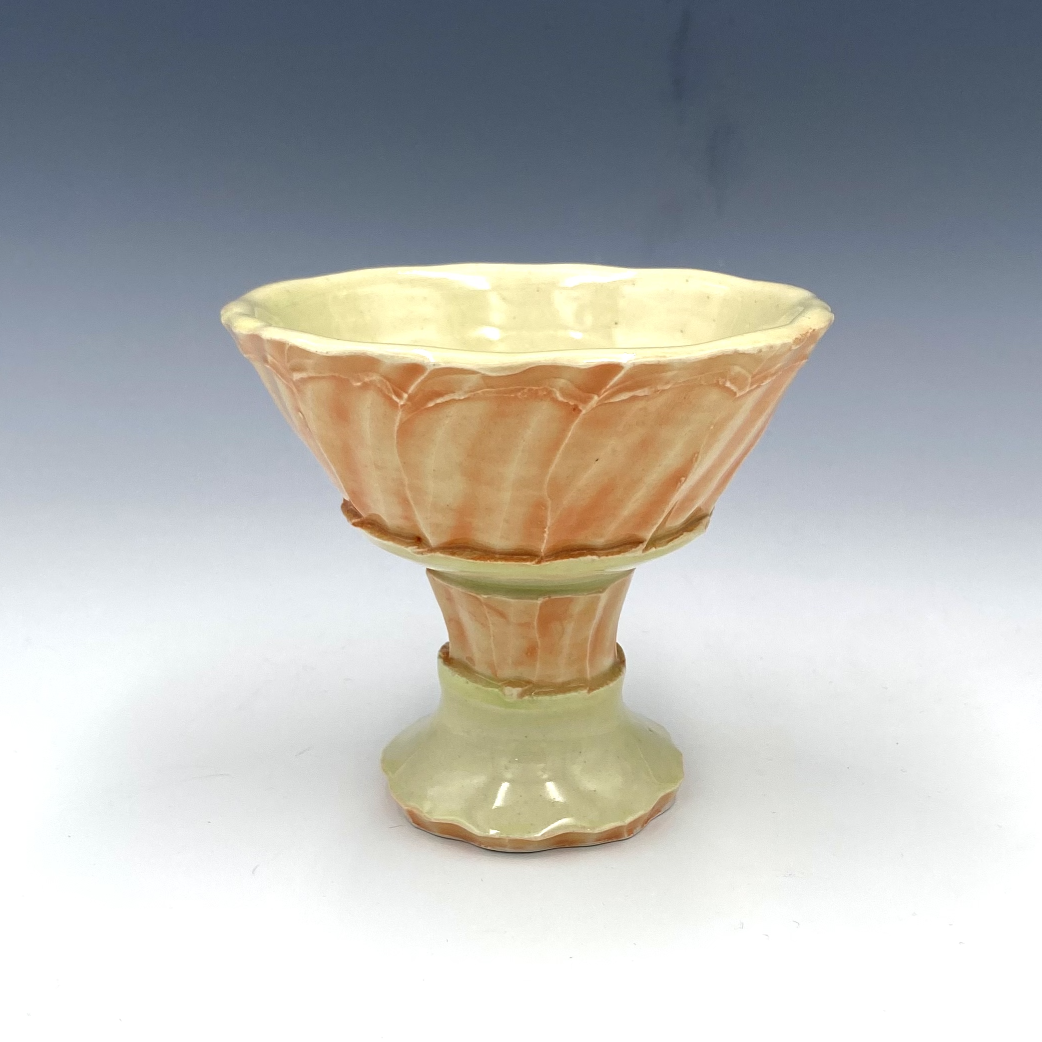 Carley's wheel thrown and carved peach and yellow chalice