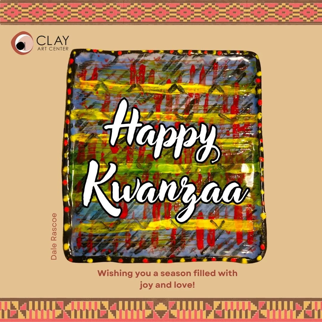 Happy Kwanzaa to all our students, families, and friends who celebrate! We hope your Kwanzaa is filled with joy and prosperity. 

Image: Kwanzaa Platter by Clay Art Center Student Dale Rascoe 

#Nonprofit #HolidayGreeting #Kwanzaa #ClayArtCenter