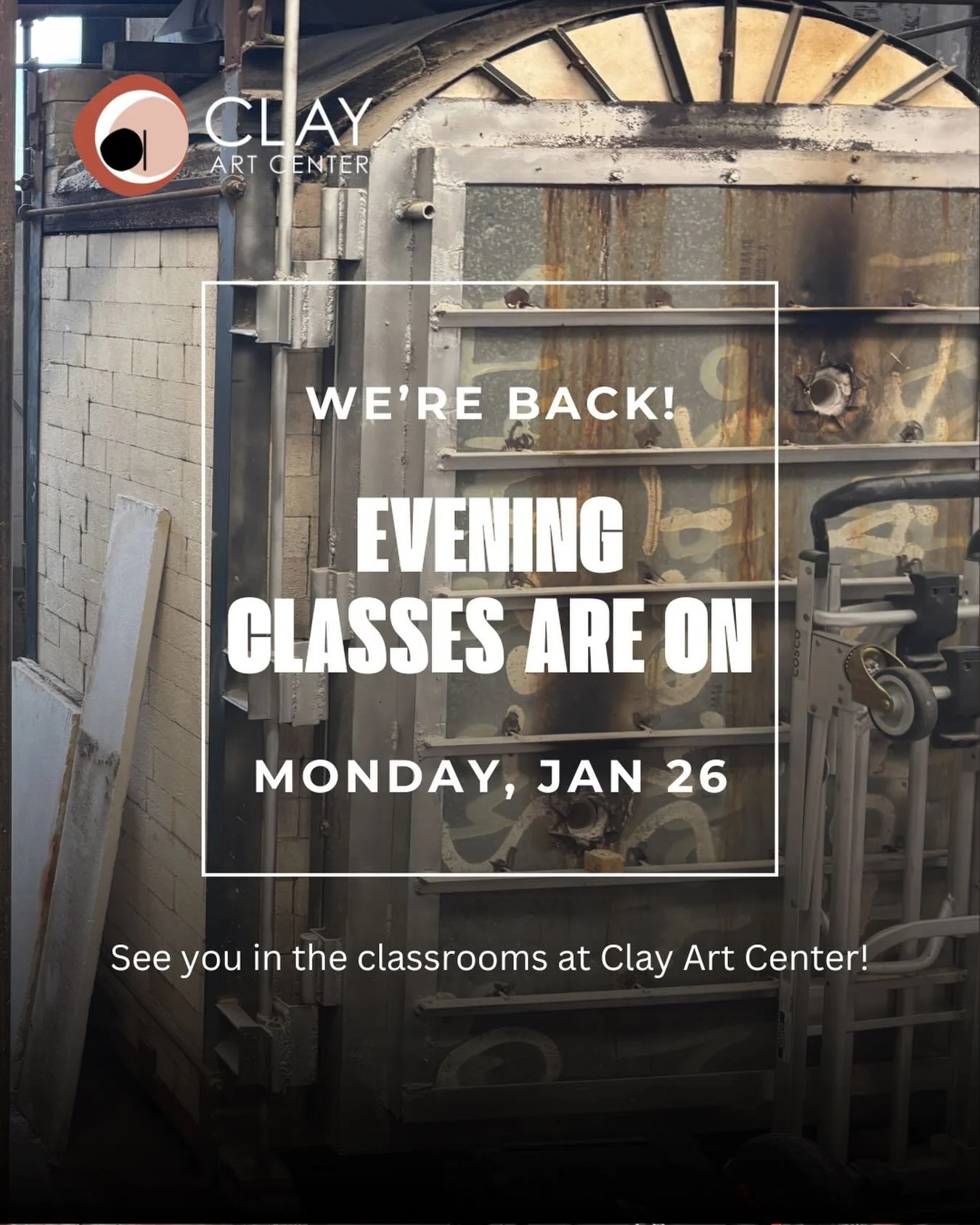 Evening Classes 6:00-9:00 PM at Clay Art Center are running for Monday, January 26. See you in the classrooms!

#Clay #ClayClasses #Ceramics #PortChester #ClayArtCenter