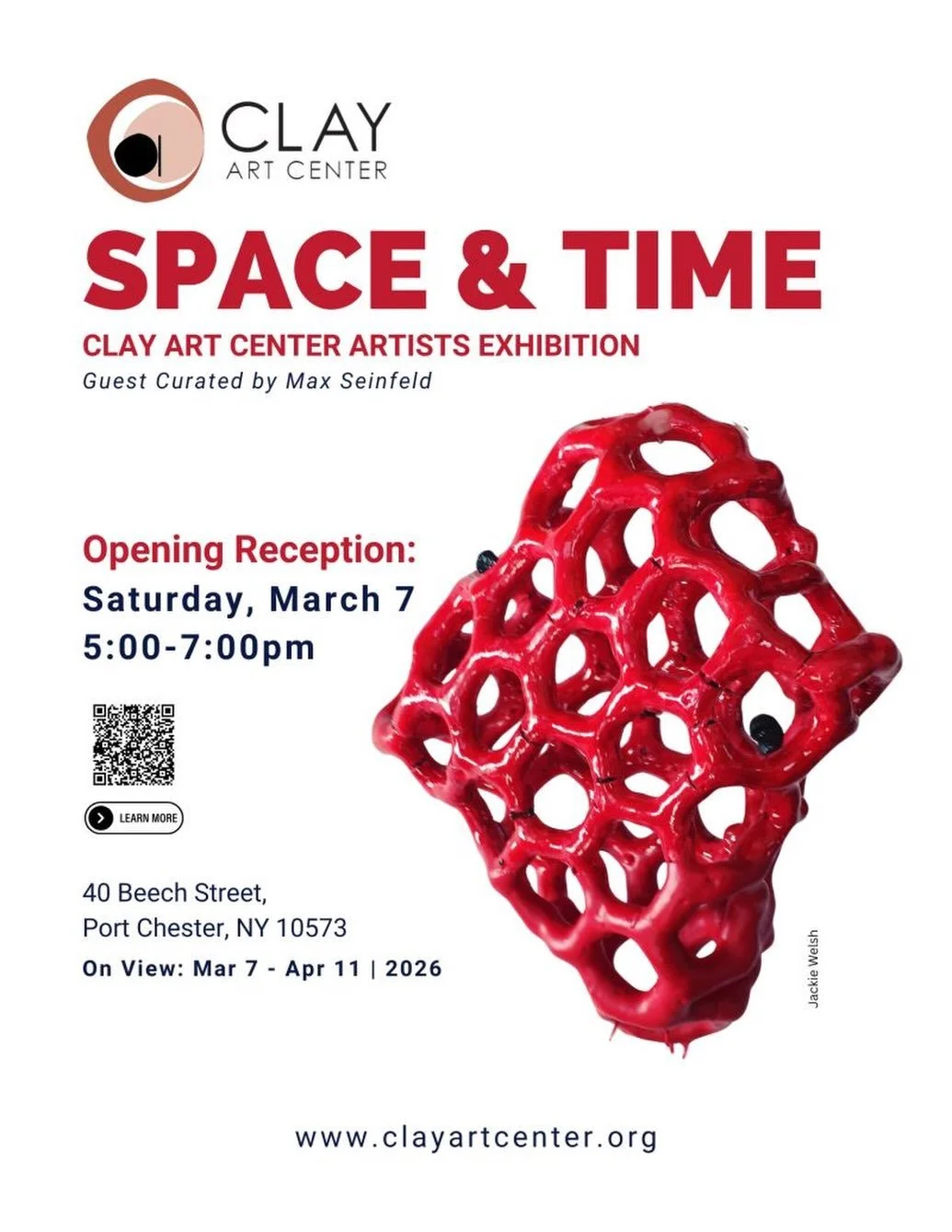 Clay Art Center has some exciting events scheduled for March! Enjoy exhibitions and events that are free to the public to attend. Discover incredible ceramic art, take a Guided Tour, and hear artist talks all in one place!

Space &amp; Time: Clay Art