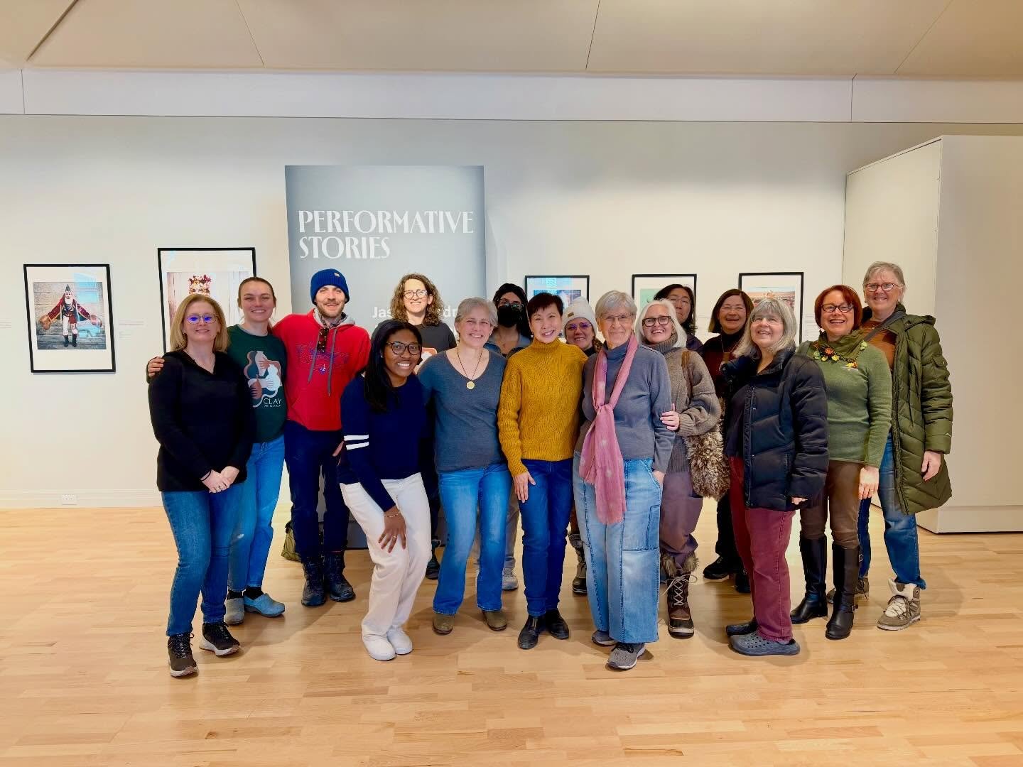 Thank you to @flinngallery_greenwich and Curator Leslee Asch for sharing a wonderful exhibition tour and gallery talk of PERFORMATIVE STORIES with Clay Art Center today. Our group enjoyed a deeper dive into the collection of collages, photos, video, 